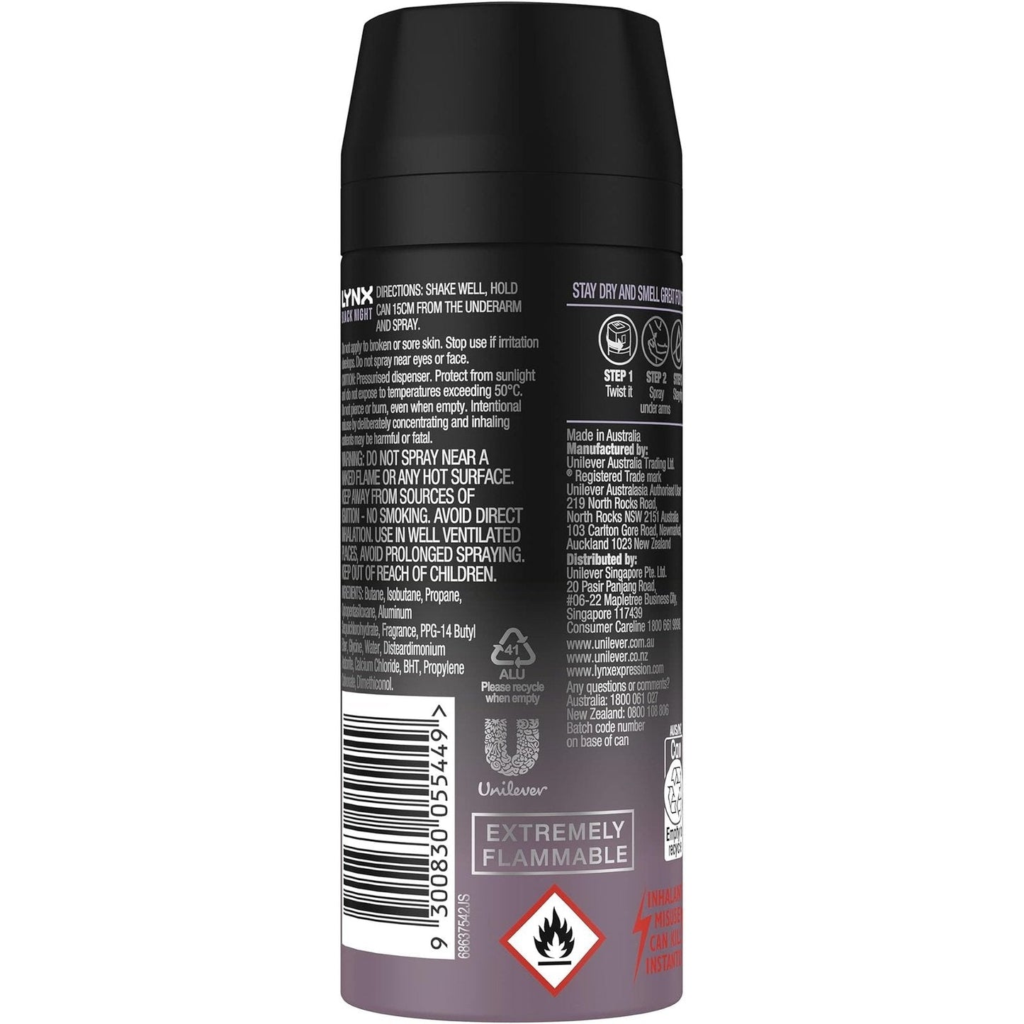 Lynx Antiperspirant Aerosol Black Night 165ML