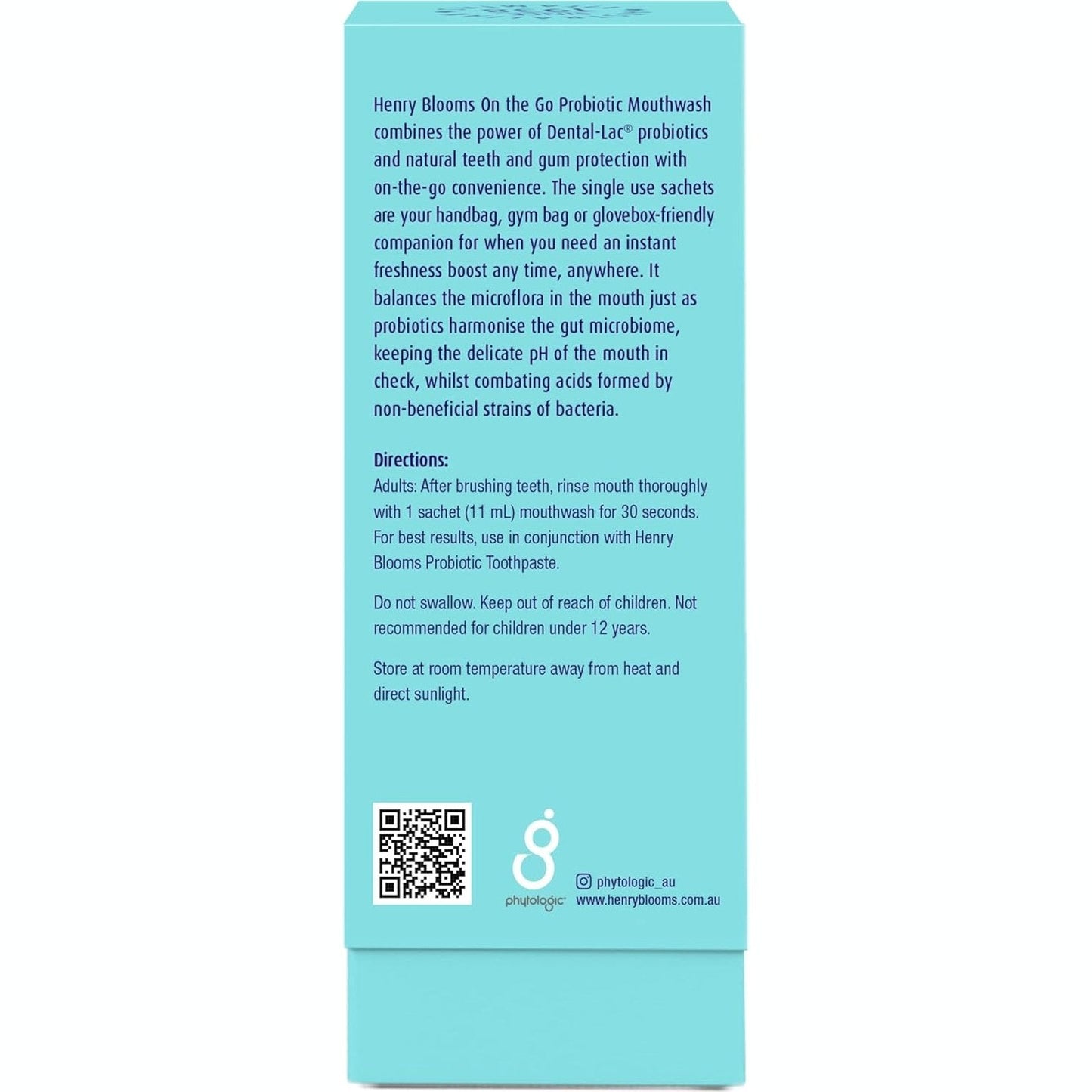 Henry Blooms Oral Health On The Go Probiotic Mouthwash Sachets 11ml x 20 Pack