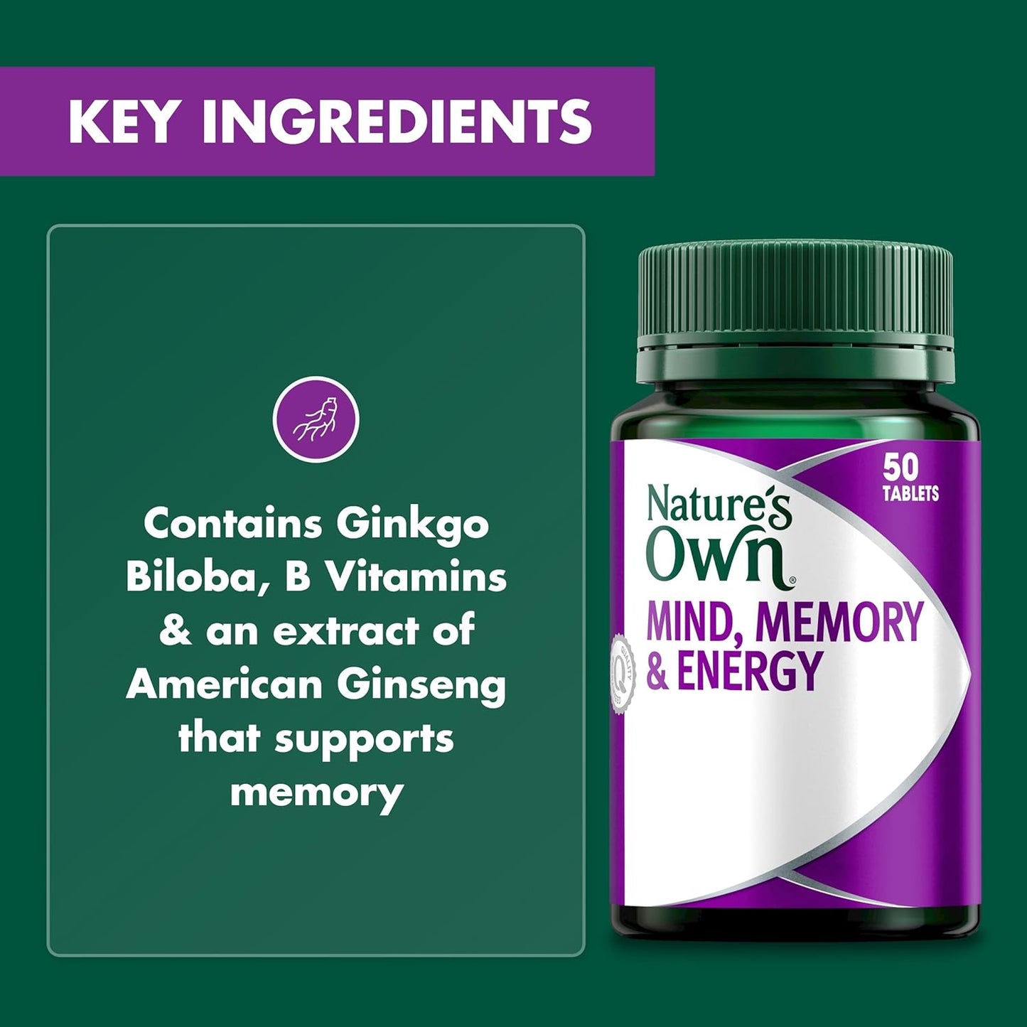 Nature's Own Mind Memory & Energy 50 Tablets