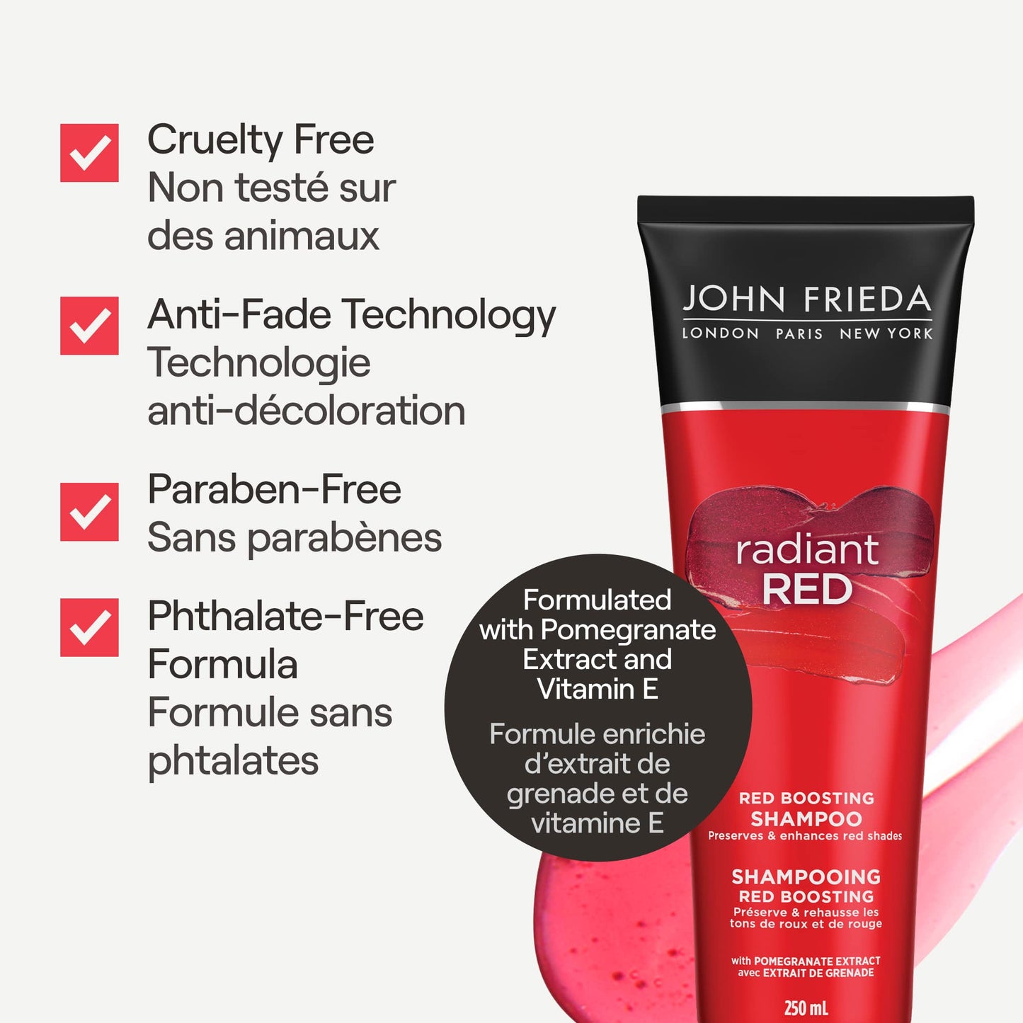 John Frieda Radiant Red Colour Boosting Shampoo 250ml
