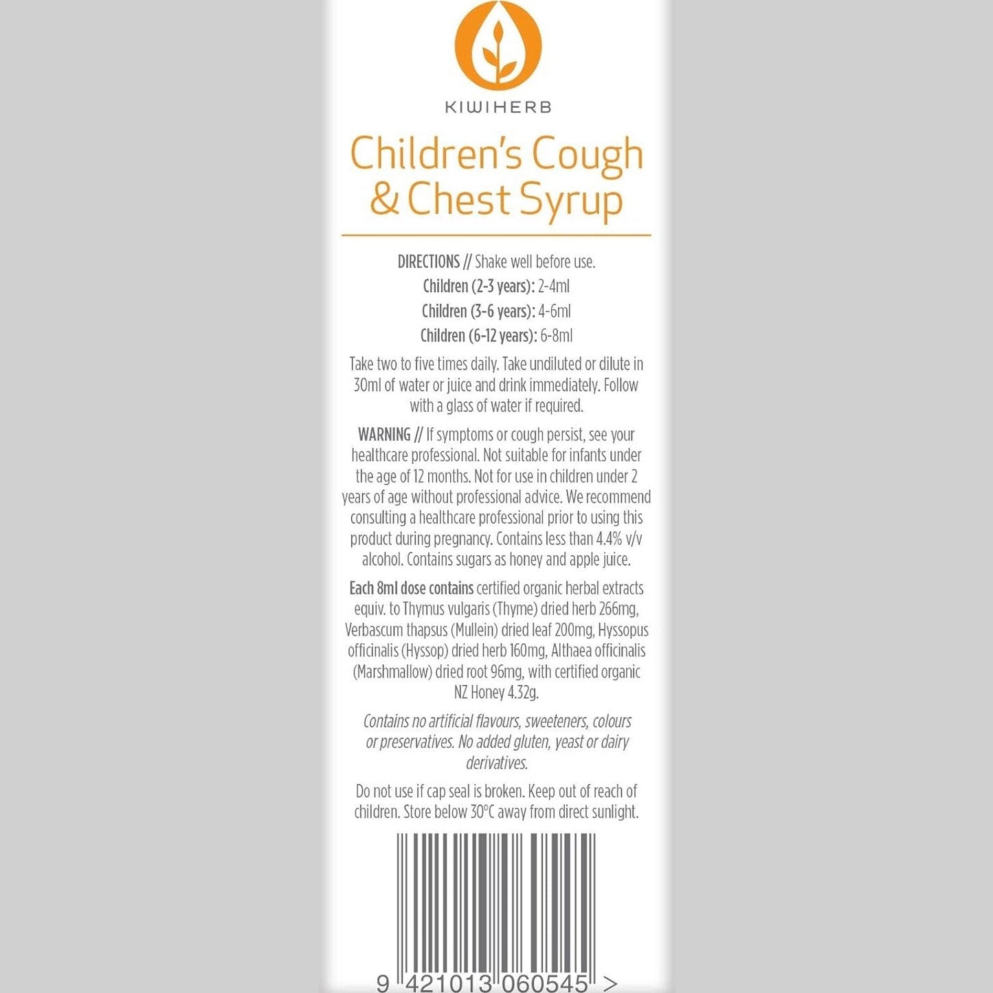 Kiwiherb Children's Organic Cough Syrup Oral Liquid 100ml