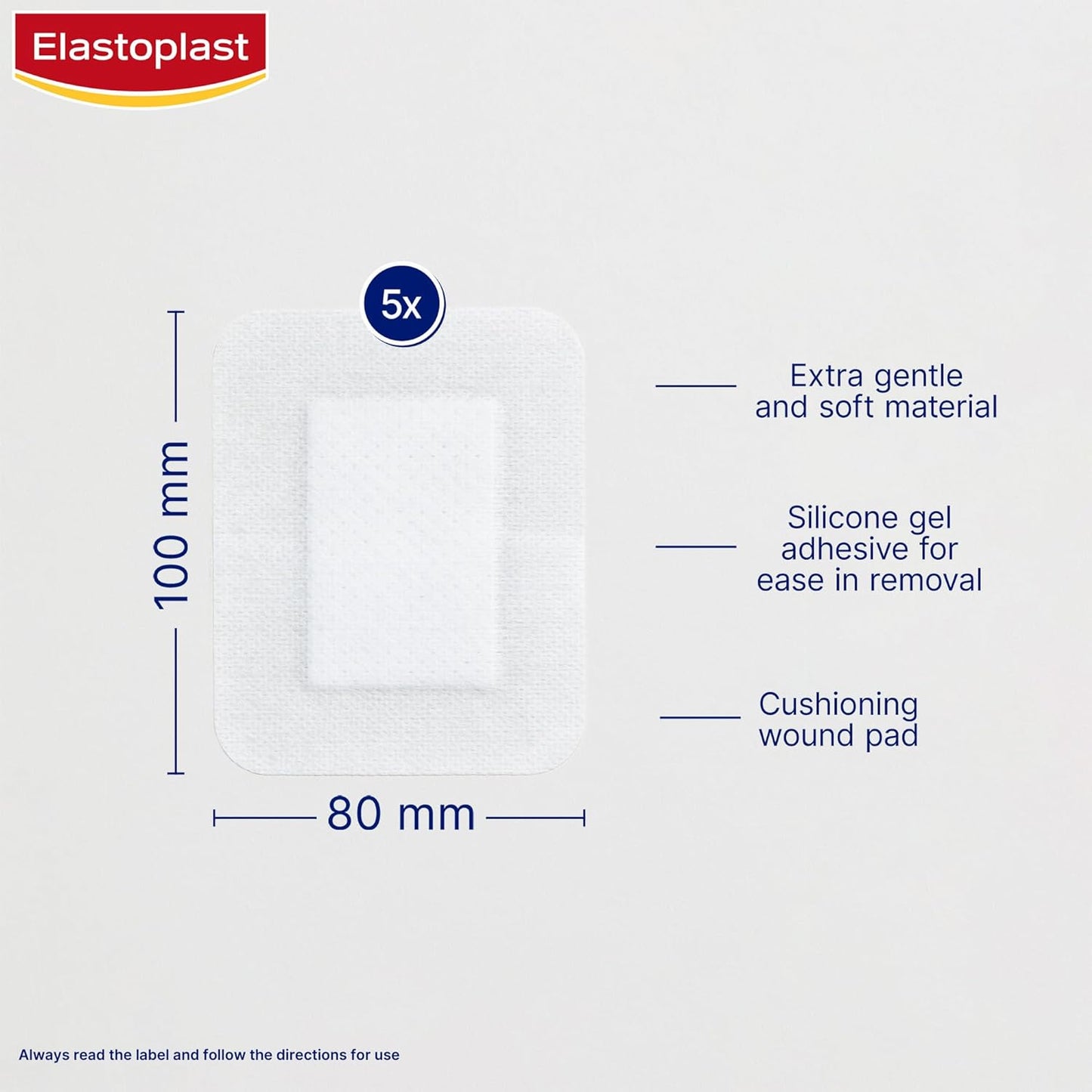 Elastoplast Ultra Sensitive Dressing XXL 8 x 10cm 5 Pack
