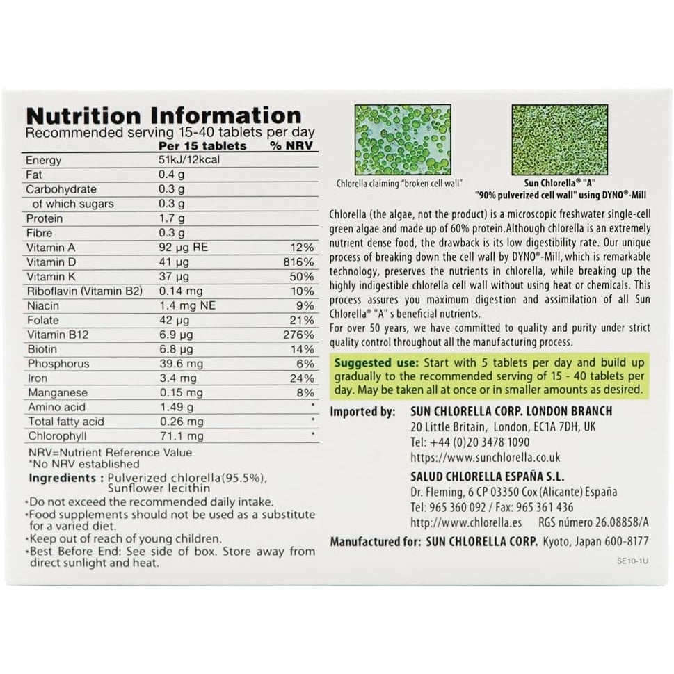 Sun-Chlorella Chlorella A 200mg Tablets 1500t