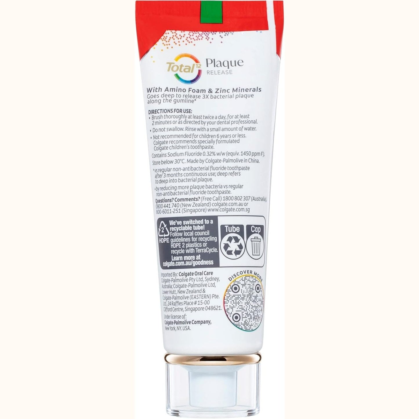 Colgate Total Plaque Release Toothpaste Reviving Cool Mint 95g