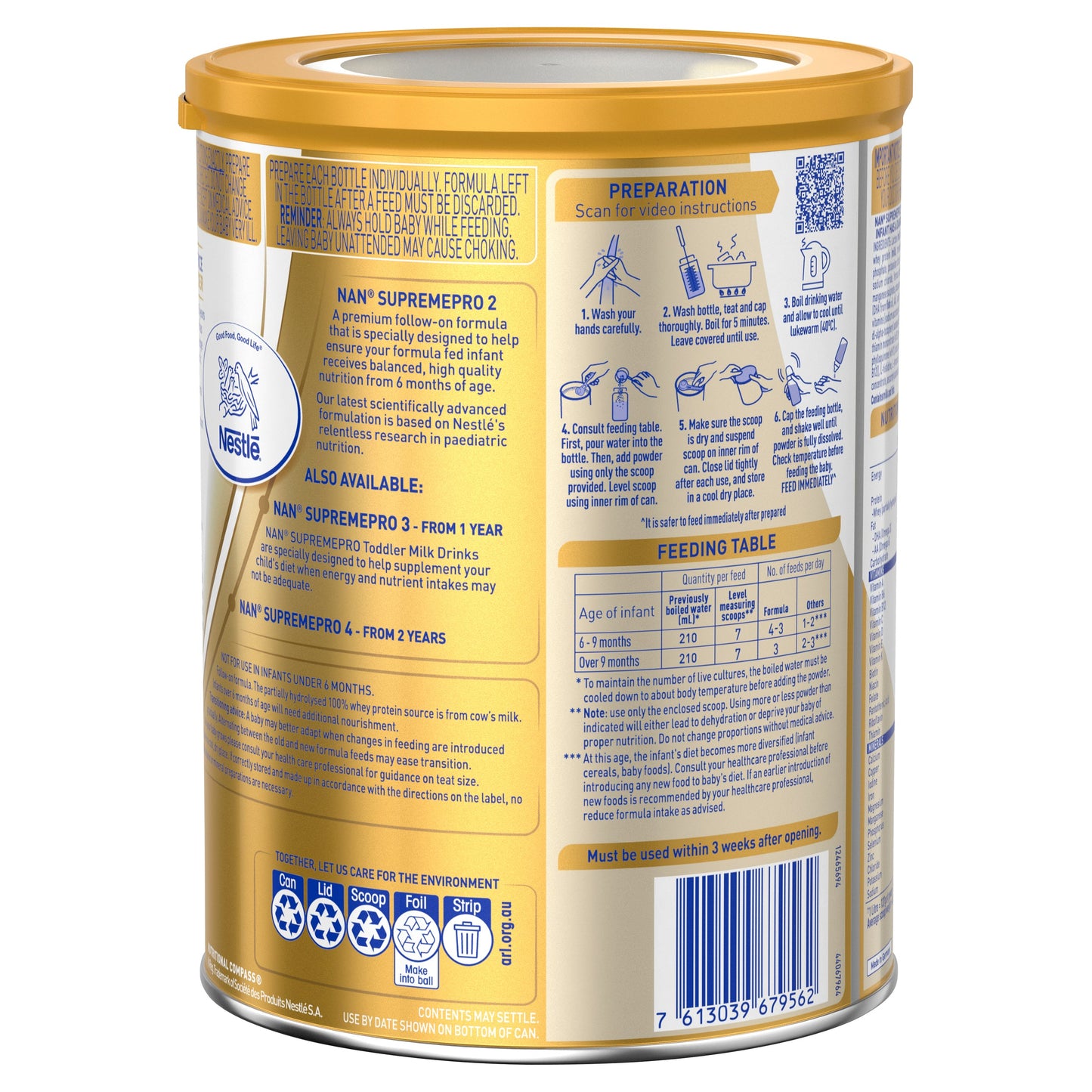 NAN SUPREME 2 INFANT FORMULA 800G