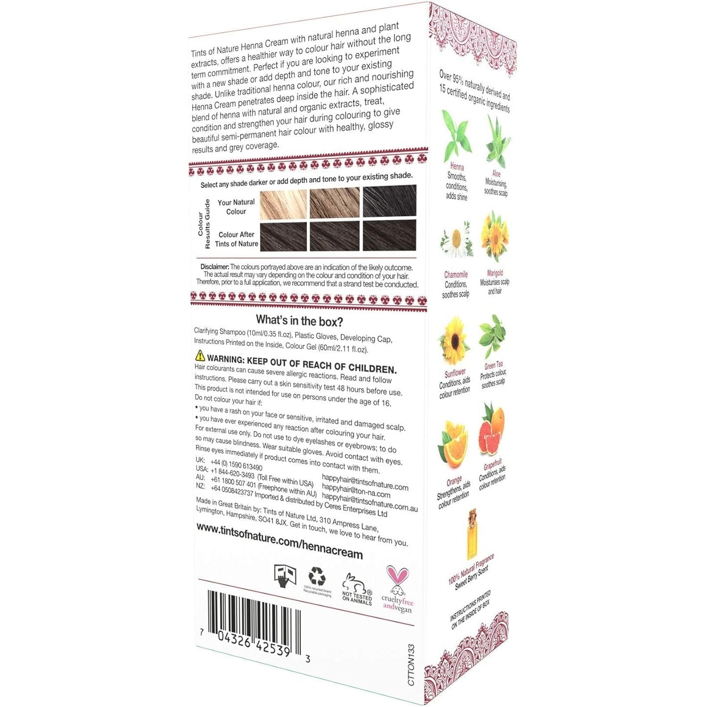 Tints of Nature Henna Cream (Semi-Permanent Hair Colour) Light Brown 70ml