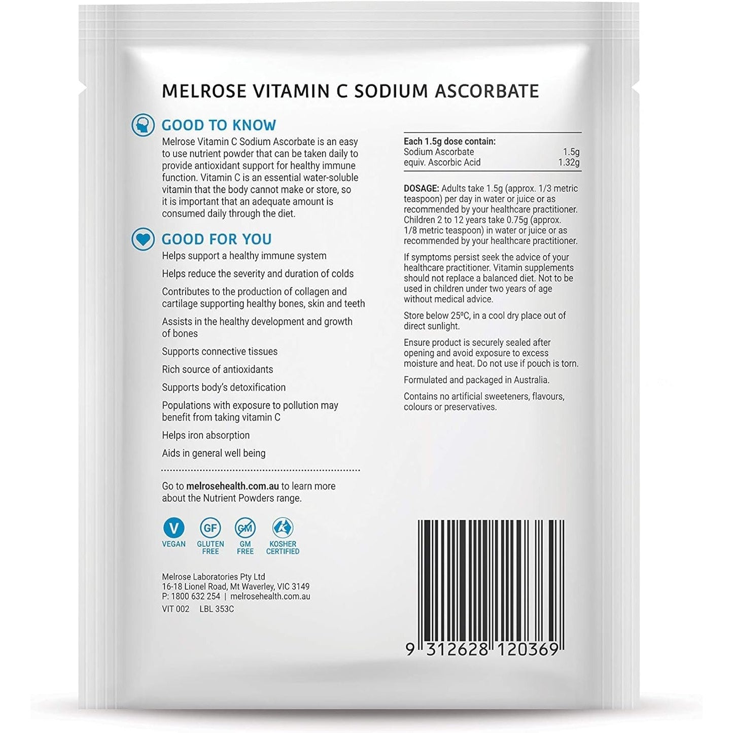 Melrose Health Vitamin C Sodium Ascorbate 125g