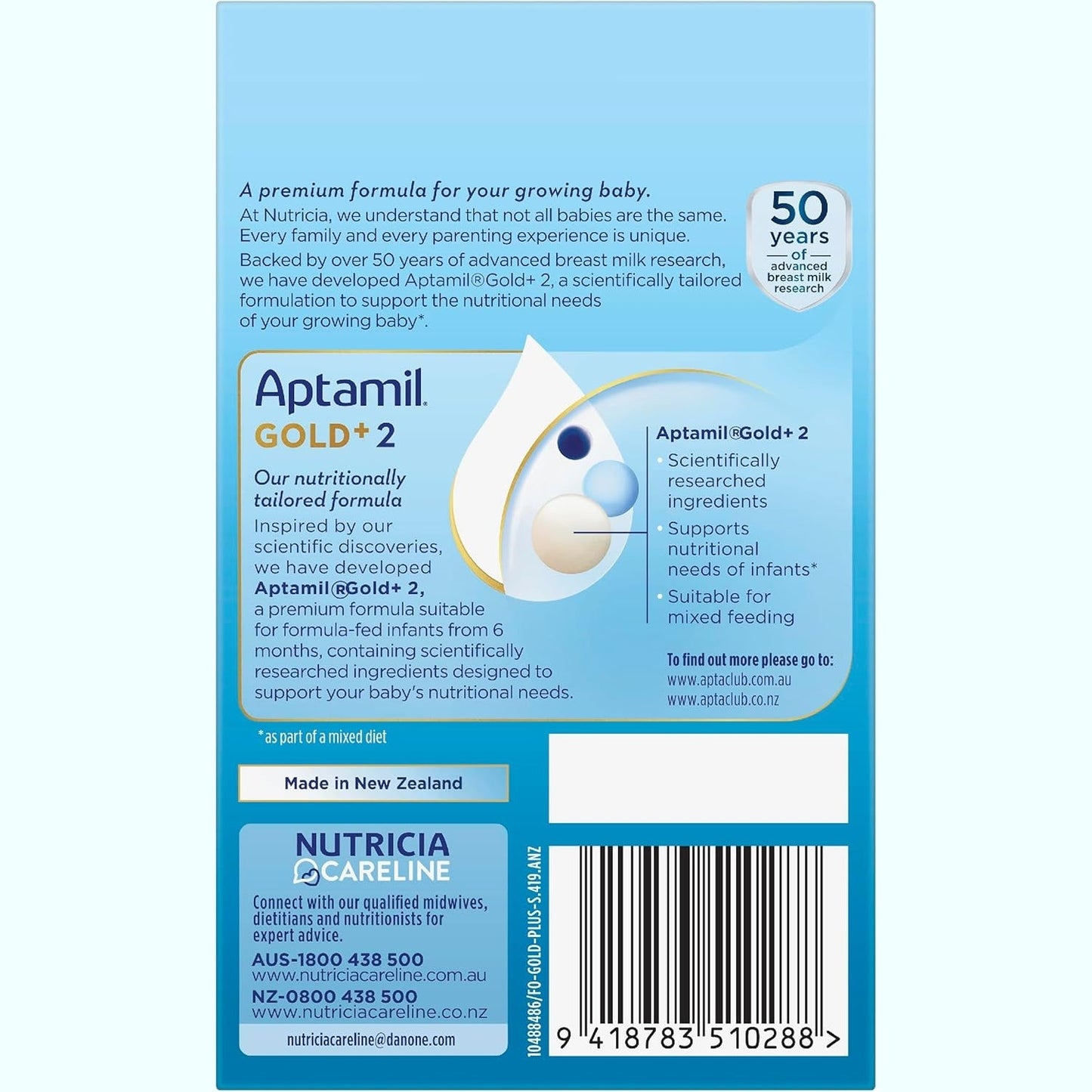 Aptamil Gold+ 2 Baby Follow-on Formula Powder Sachets From 6-12 Months 4 Pack 30.8g