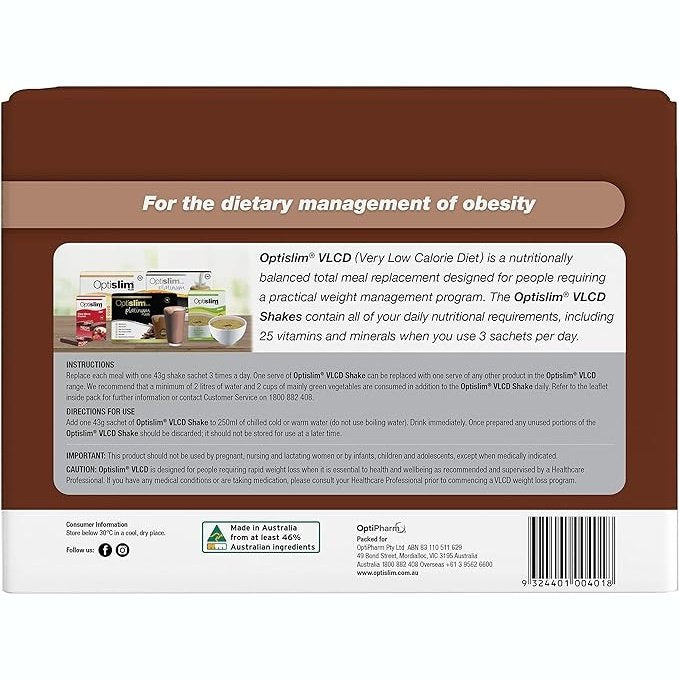 Optislim VLCD Meal Replacement Shake Chocolate 21x43g Sachets