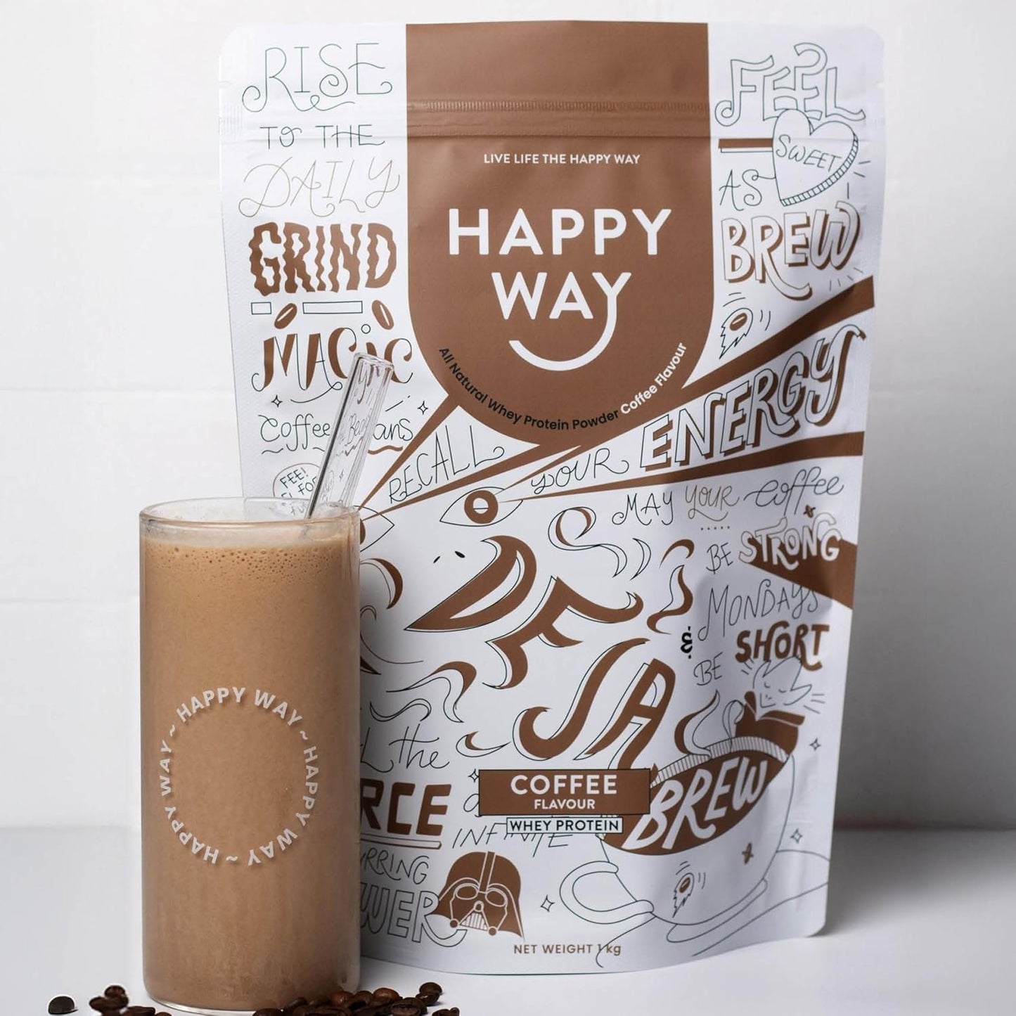 Happy Way Whey Protein Powder Coffee 1kg