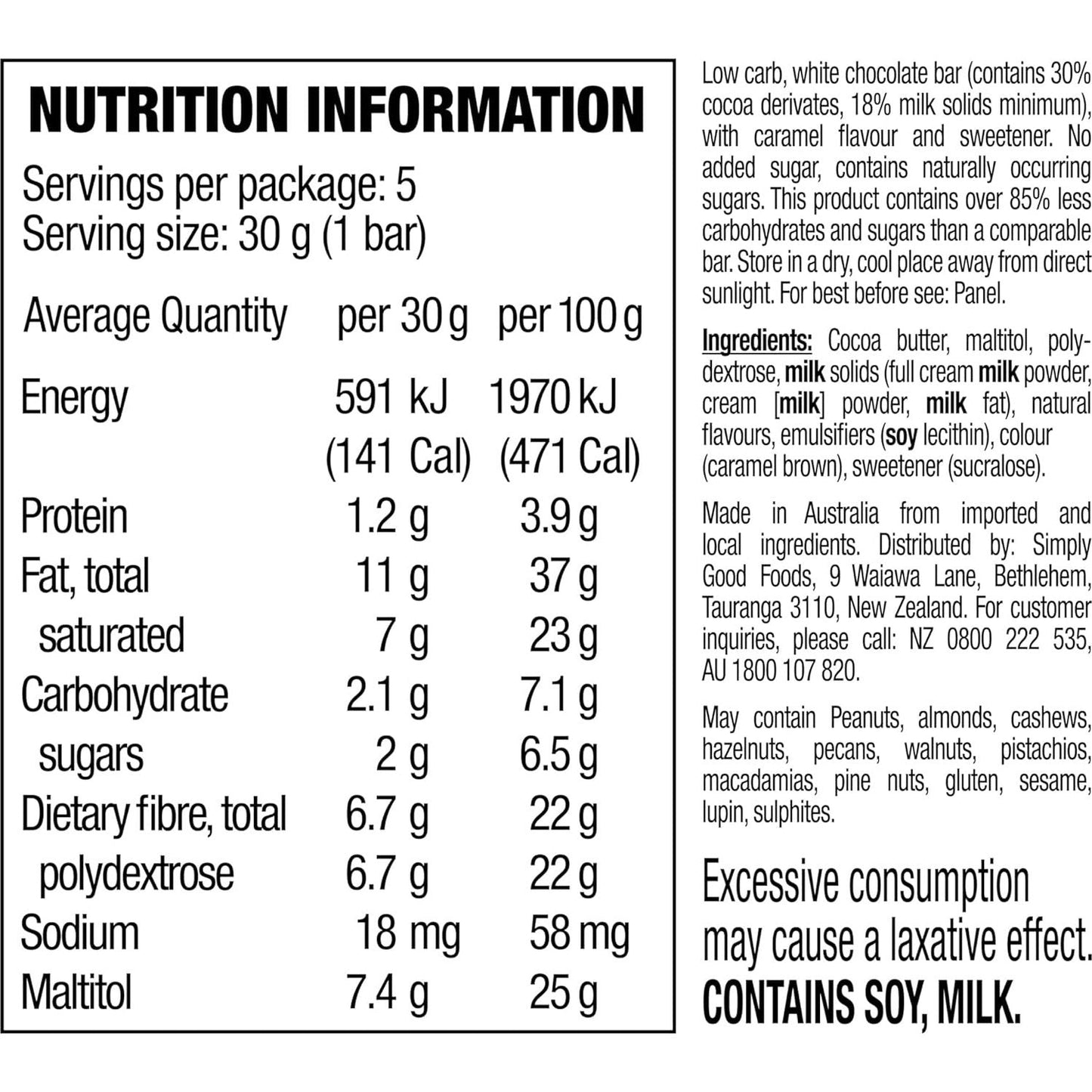 Atkins Endulge Caramelised White Chocolate Low Carb Bar 5 Pack