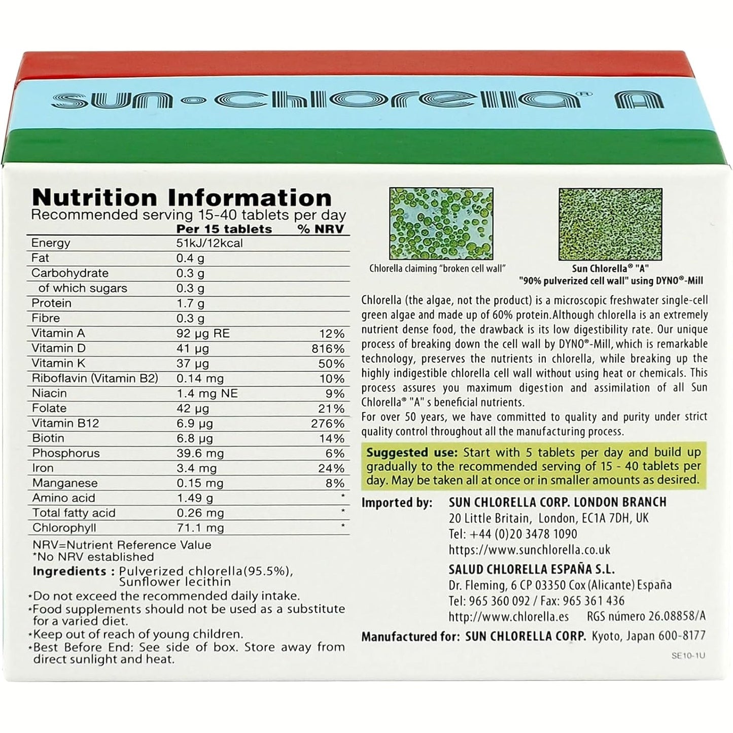 Sun-Chlorella Chlorella A 200mg Tablets 1500t