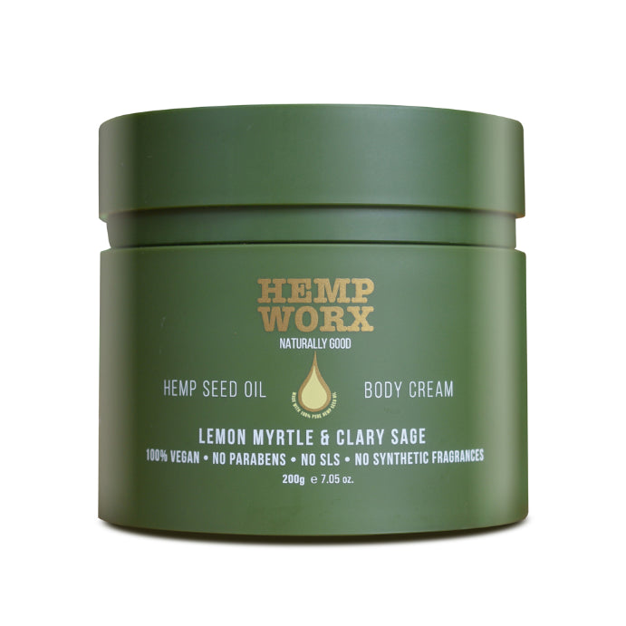 Hemp Worx Lemon Myrtle & Clary Sage Body Cream 200gm
