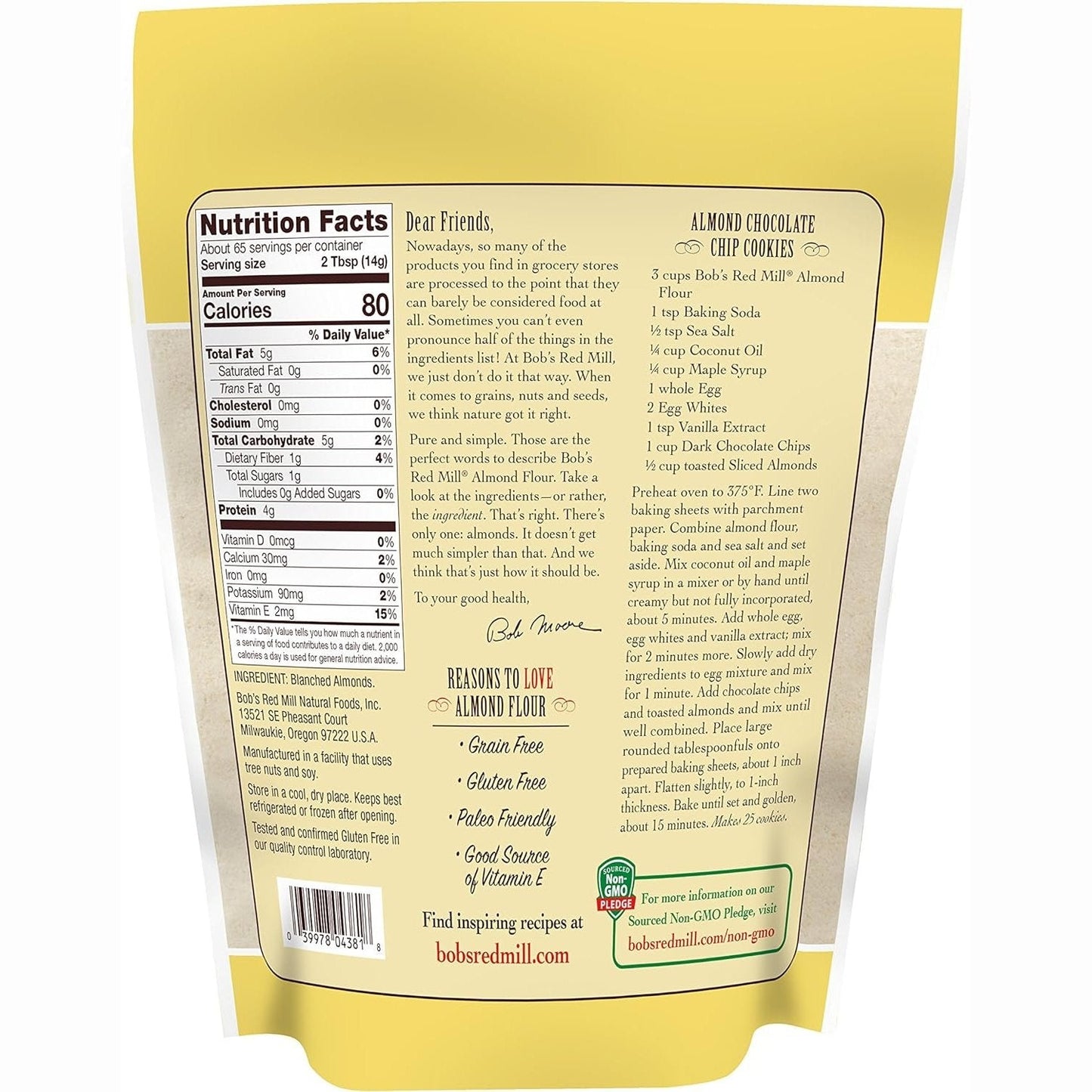 Bob's Red Mill Super-Fine Almond Flour Blanched (from Blanched Whole Almonds) (Gluten Free) 453g