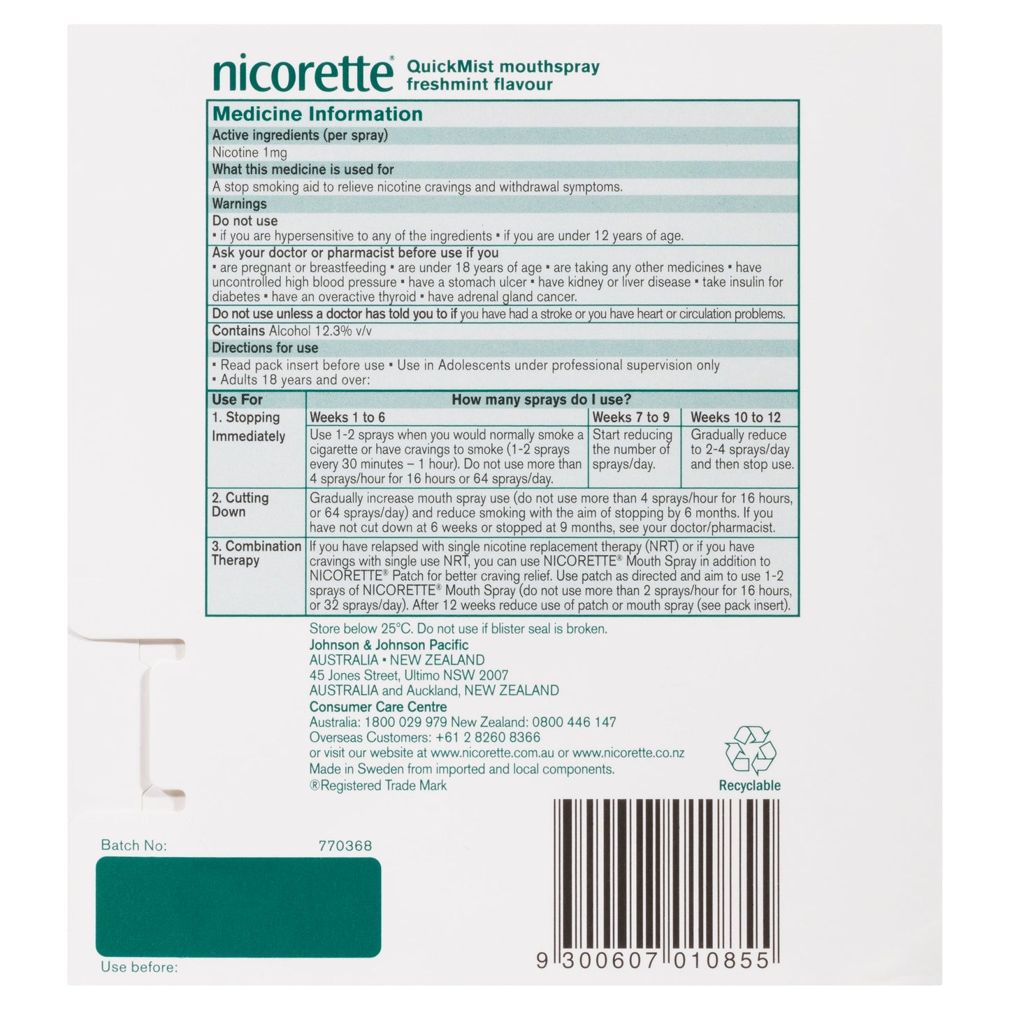 Nicorette Quick Mist X 150 Sprays X 2