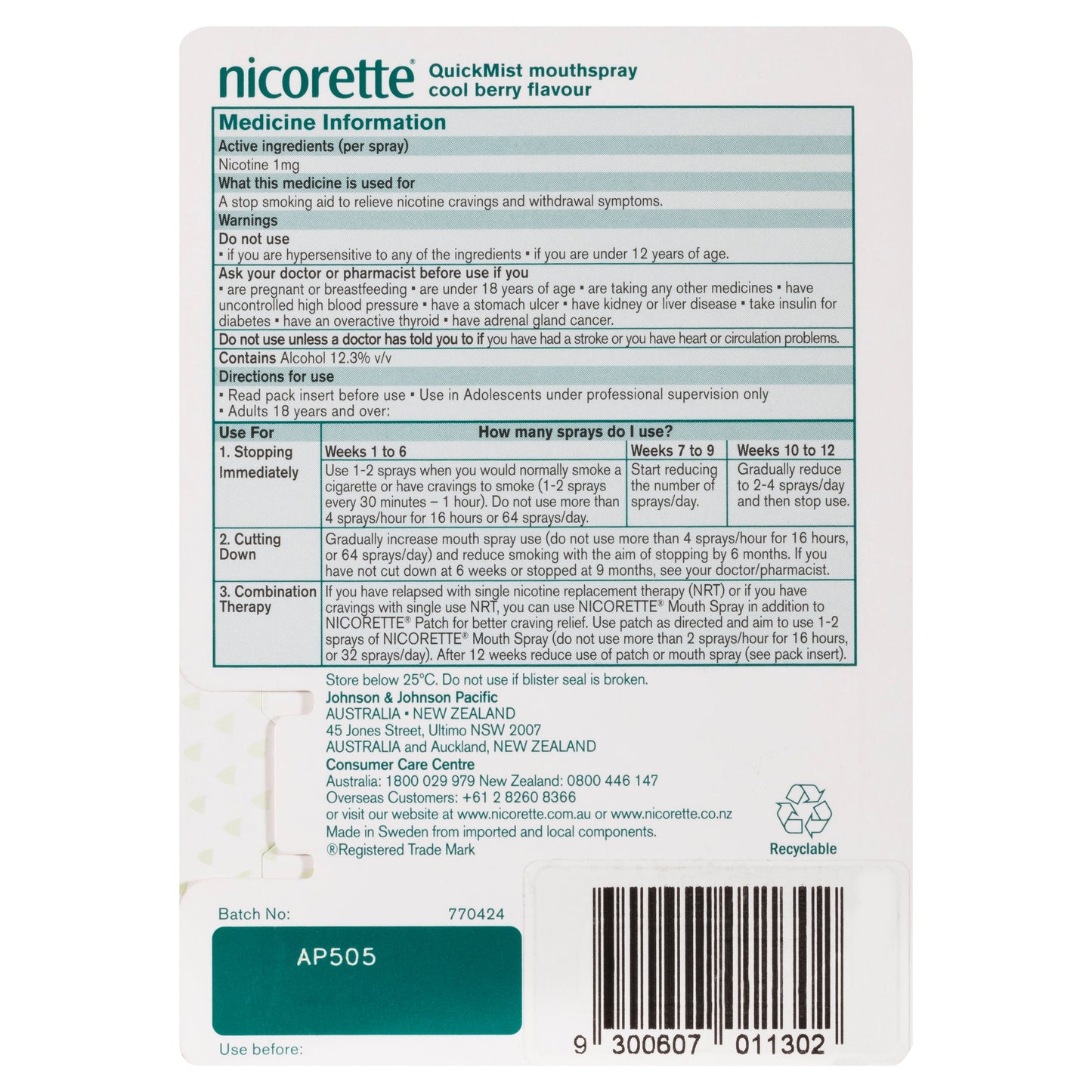 NICORETTE QUICK MIST BERRY SPRAY 13.2ML