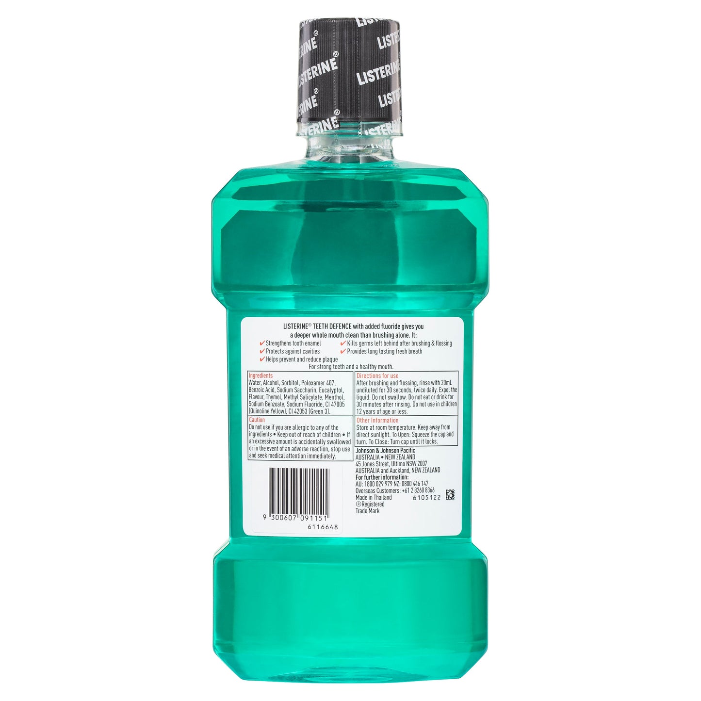 Listerine Teeth Defence Mouthwash 1 Litre + 500ml Value Pack