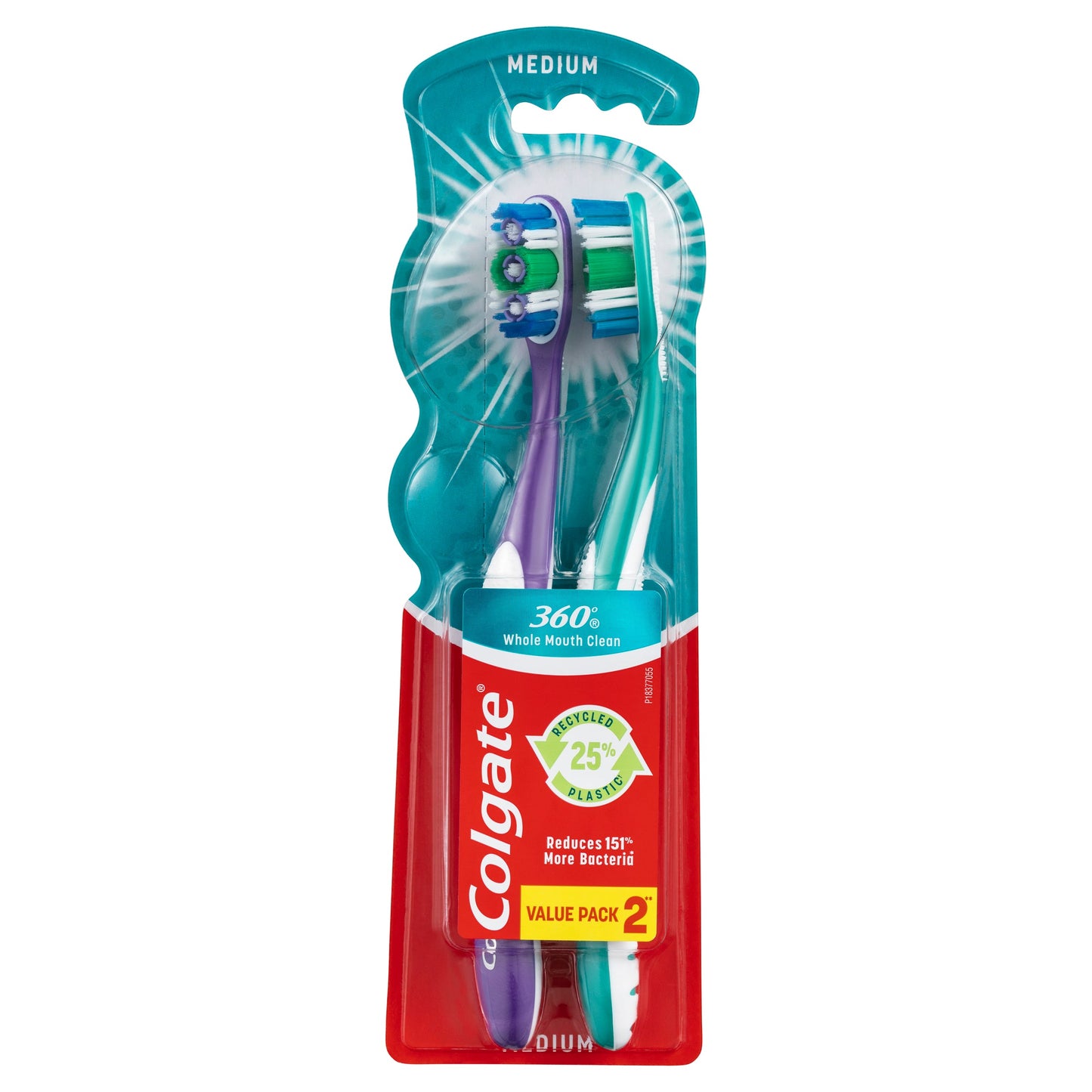 Colgate 360 Whole Mouth Clean Medium Full Head Value 2 Pack