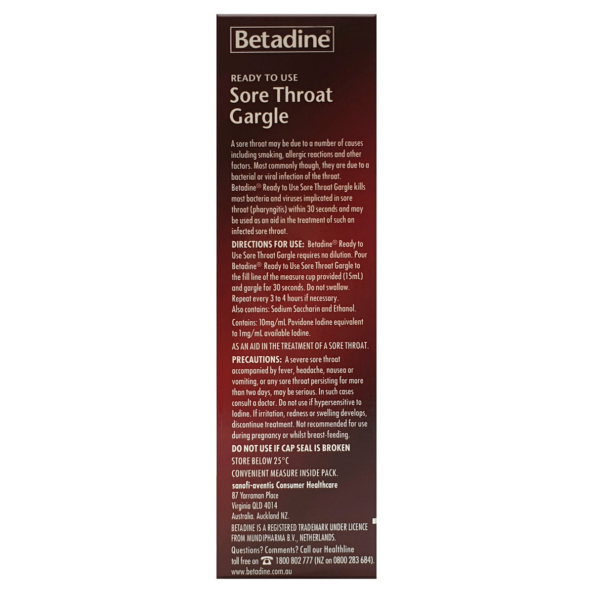 Betadine Sore Throat Gargle 120ml