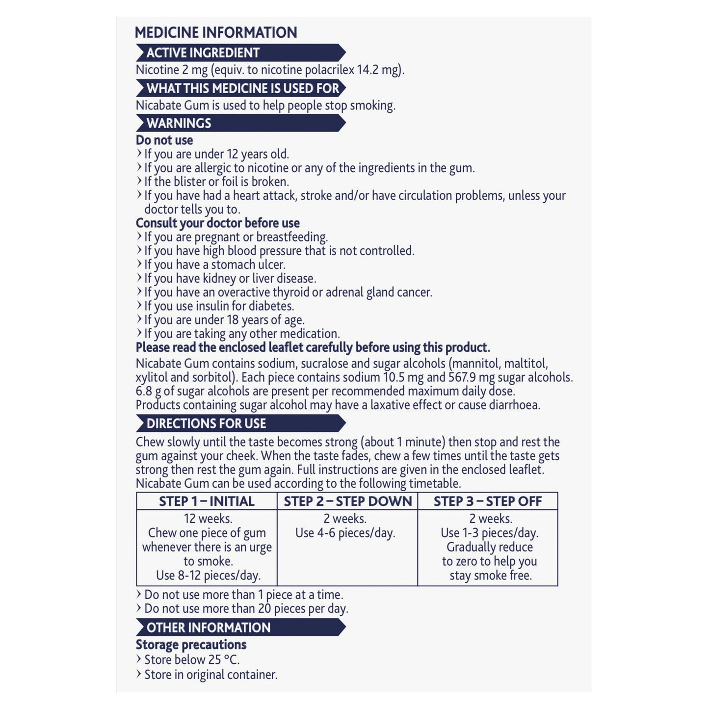 Nicabate Gum 2mg Extra Fresh 100 Pieces