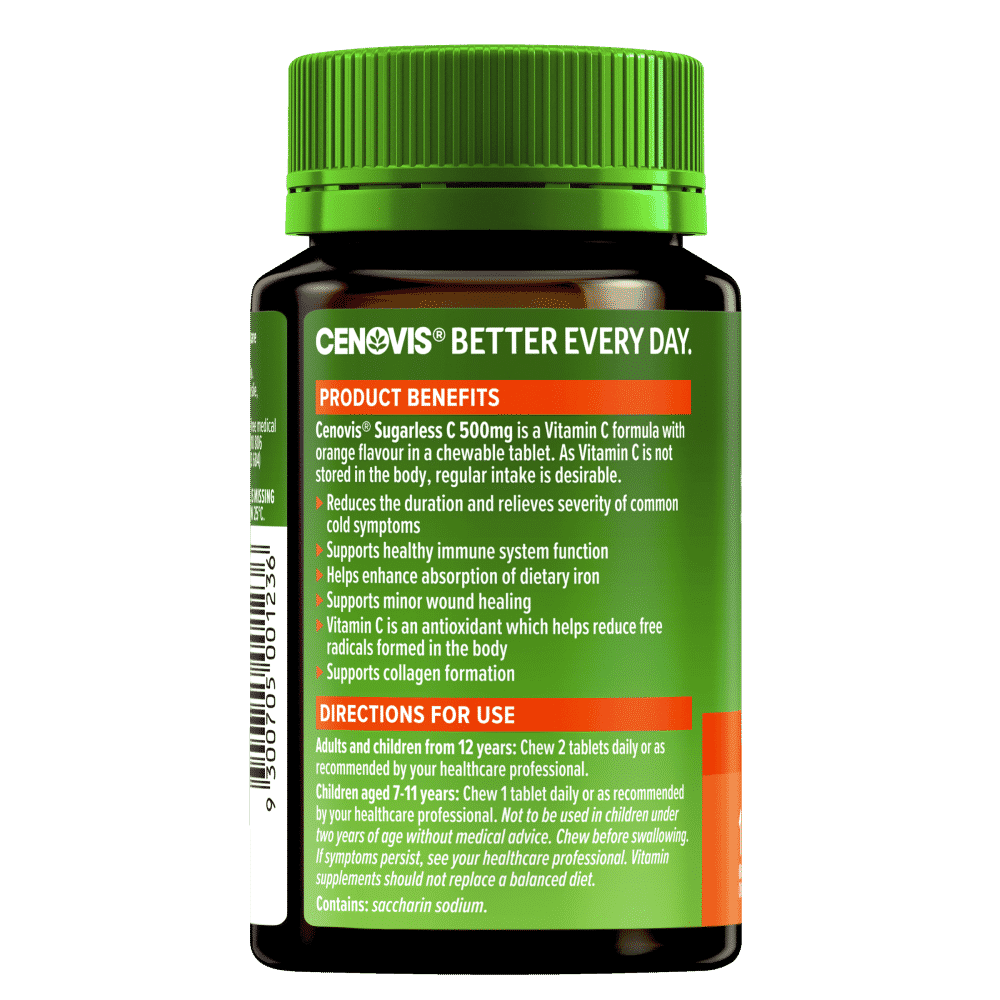 Cenovis Sugarless C 500mg Chewable Vitamin C 100 Tablets