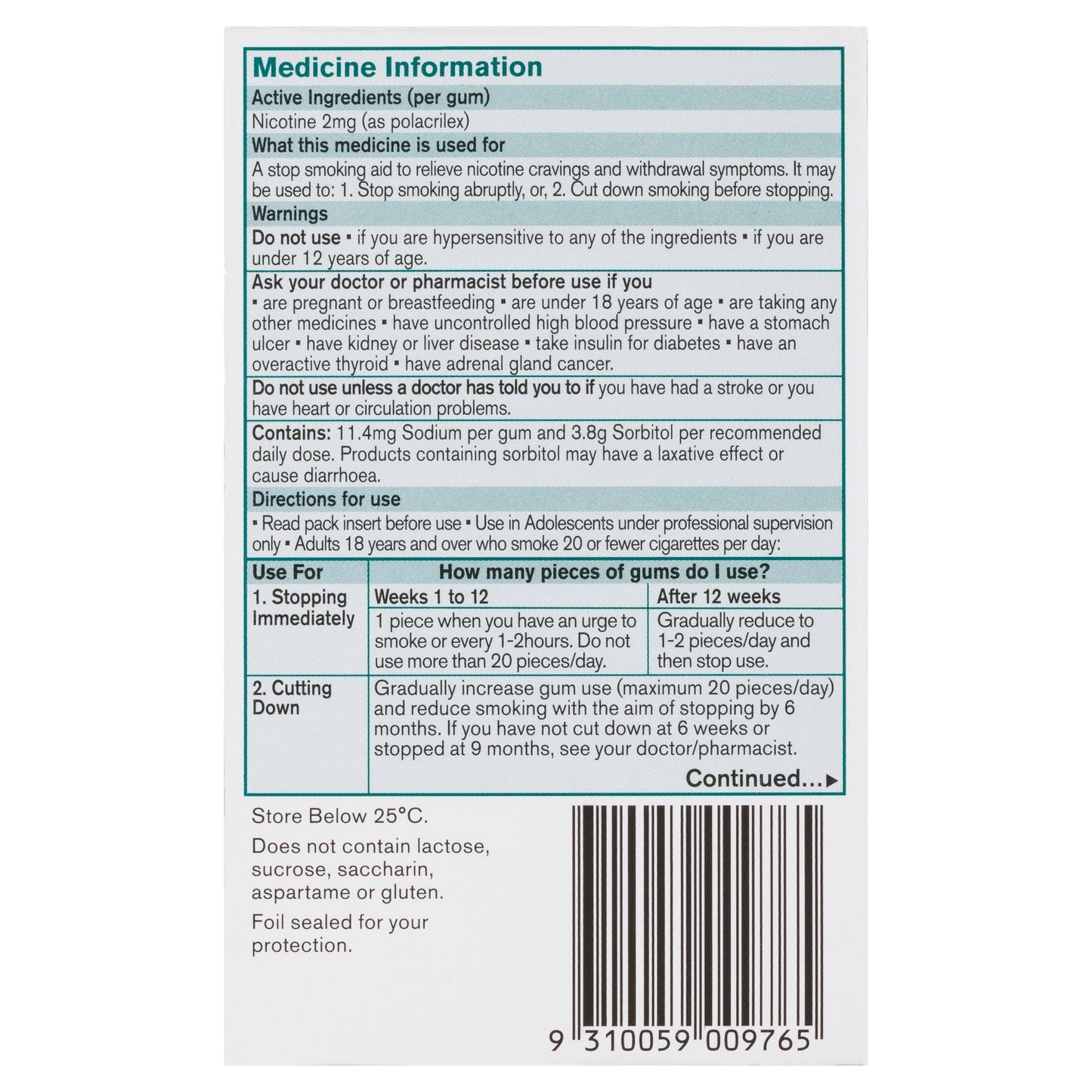 Nicorette Chewing Gum 2mg Classic 30