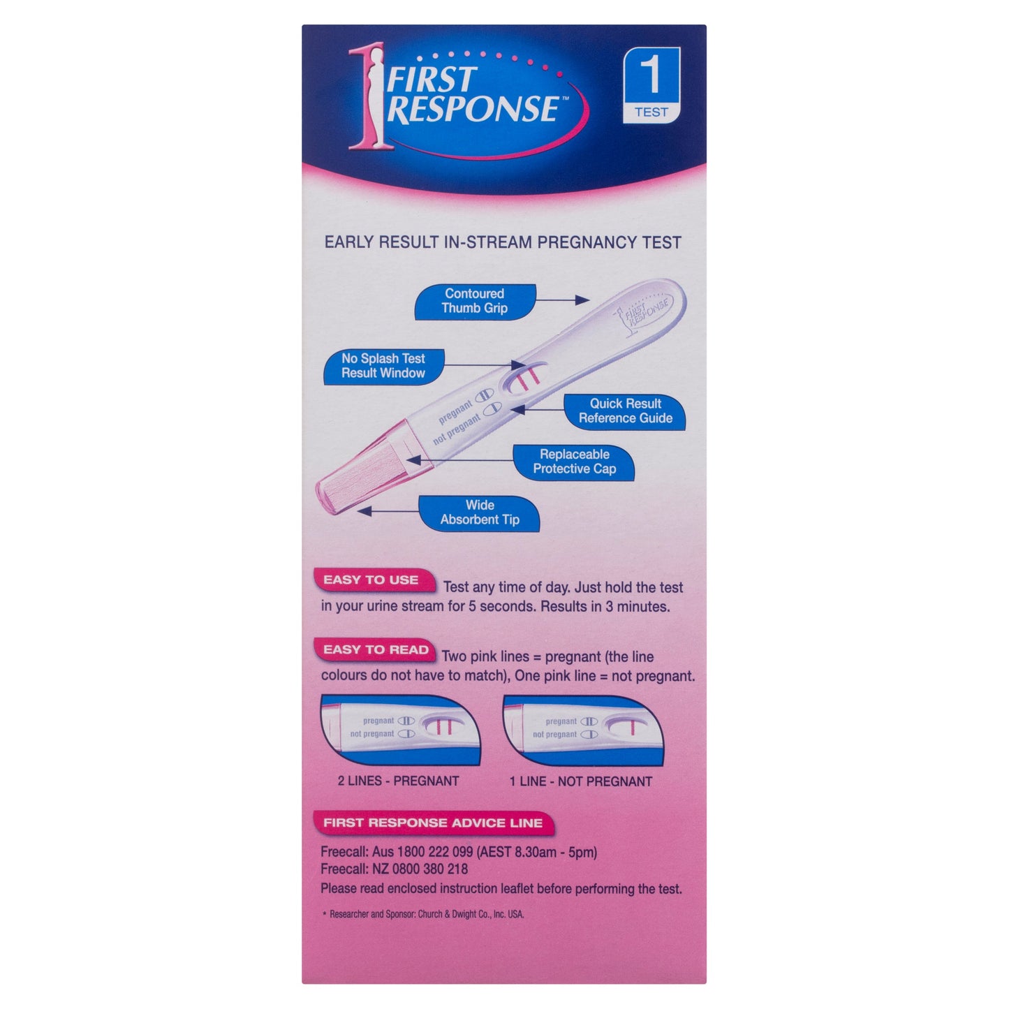 First Response Instream Preganancy Test 1 Test