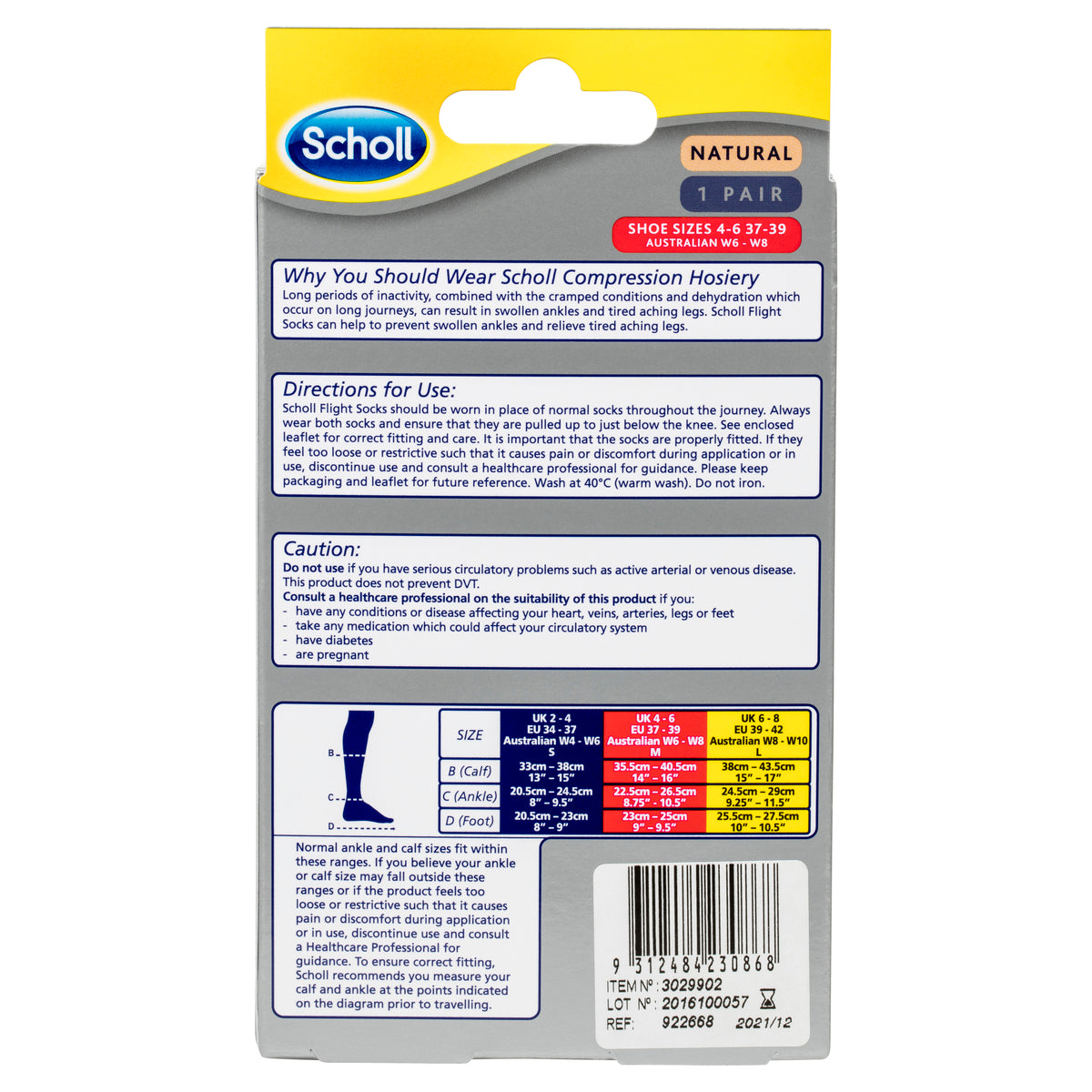 Scholl Flight Socks Natural Ladies 6-8