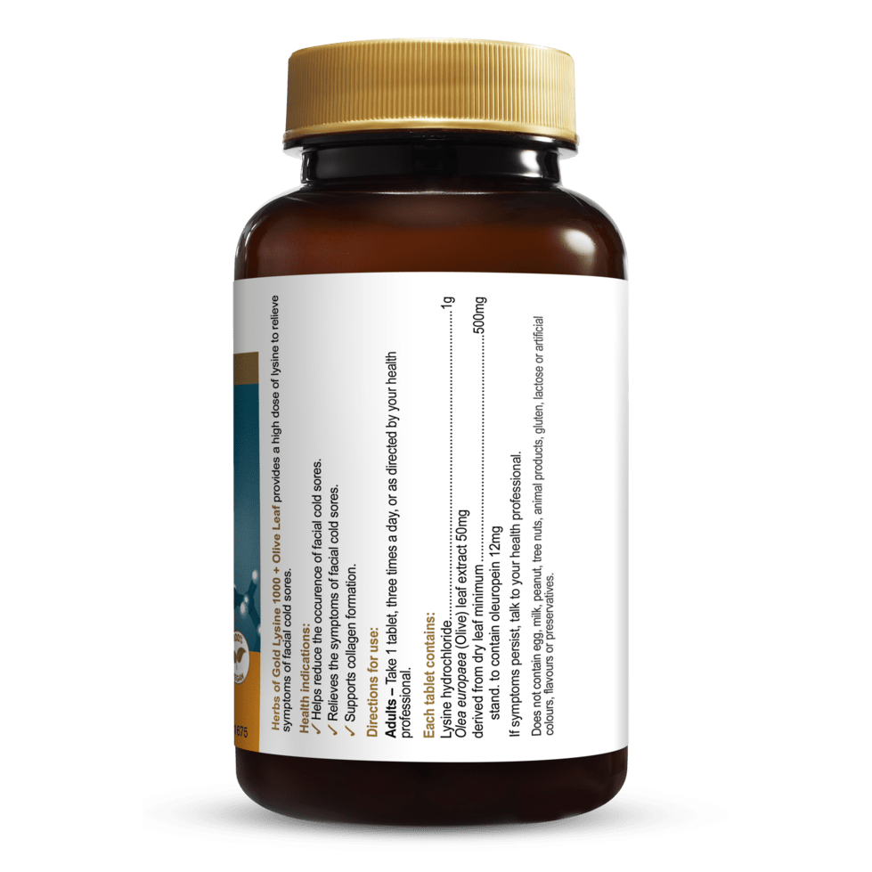 Herbs of Gold Lysine 1000 + Olive Leaf 100t