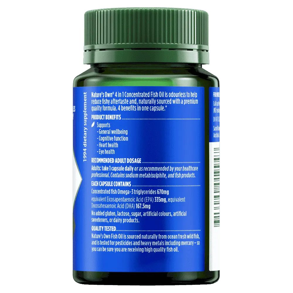 Nature's Own 4 In 1 Concentrated Fish Oil Odourless 60 Capsules