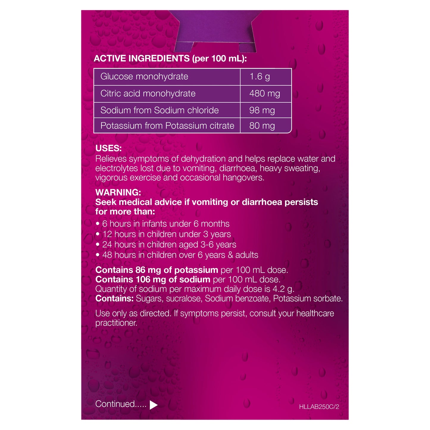 Hydralyte Electrolyte Apple Blackcurrant 4 Pack (4x250ml) Solution