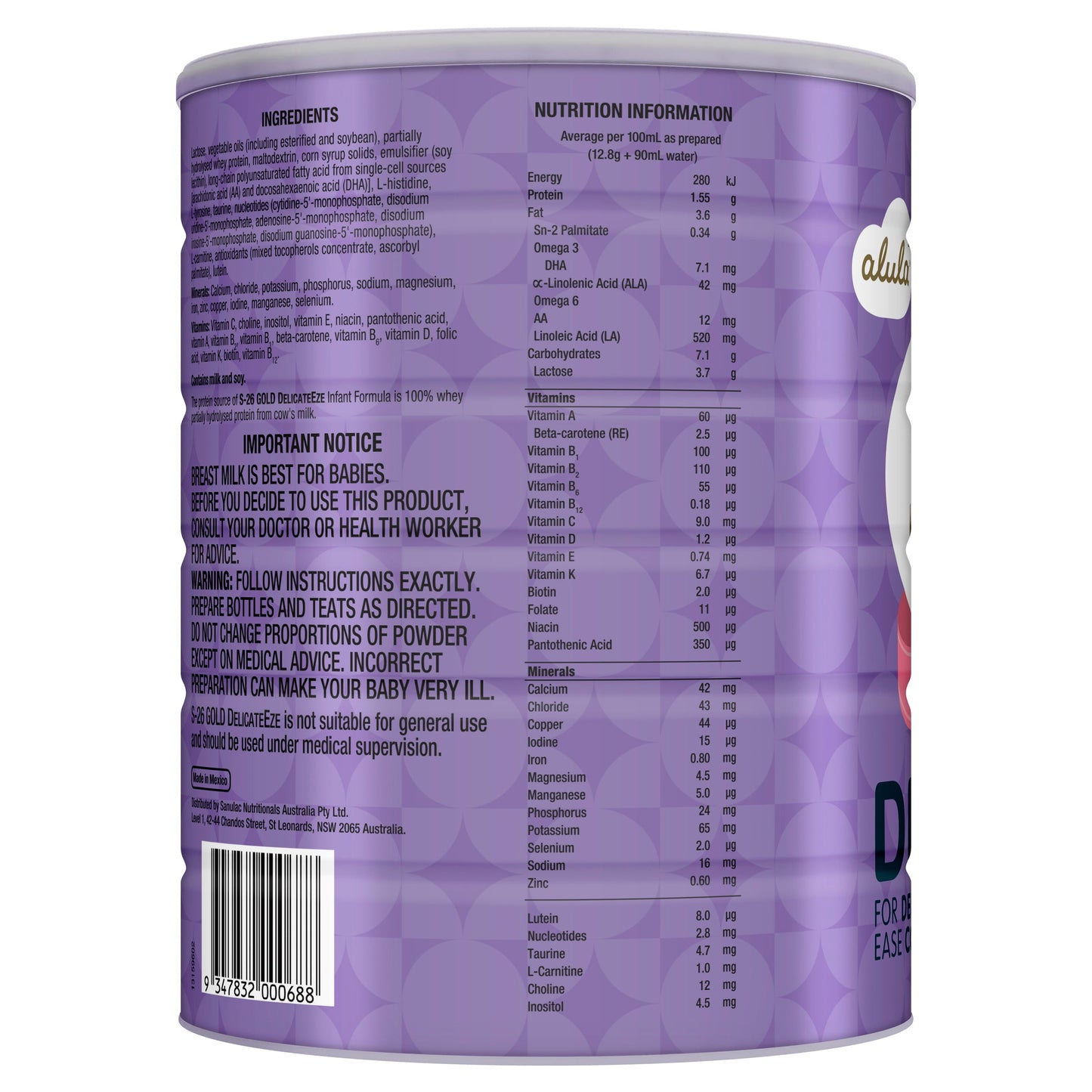 S-26 Alula Gold Delicateeze 0-12 Months 850g