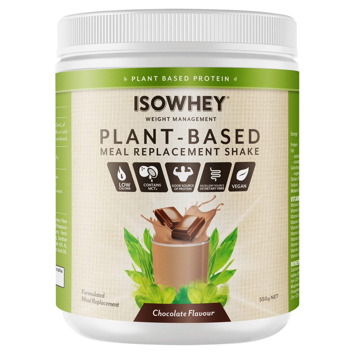 IsoWhey Plant-Based Meal Replacement Shake Chocolate 550g