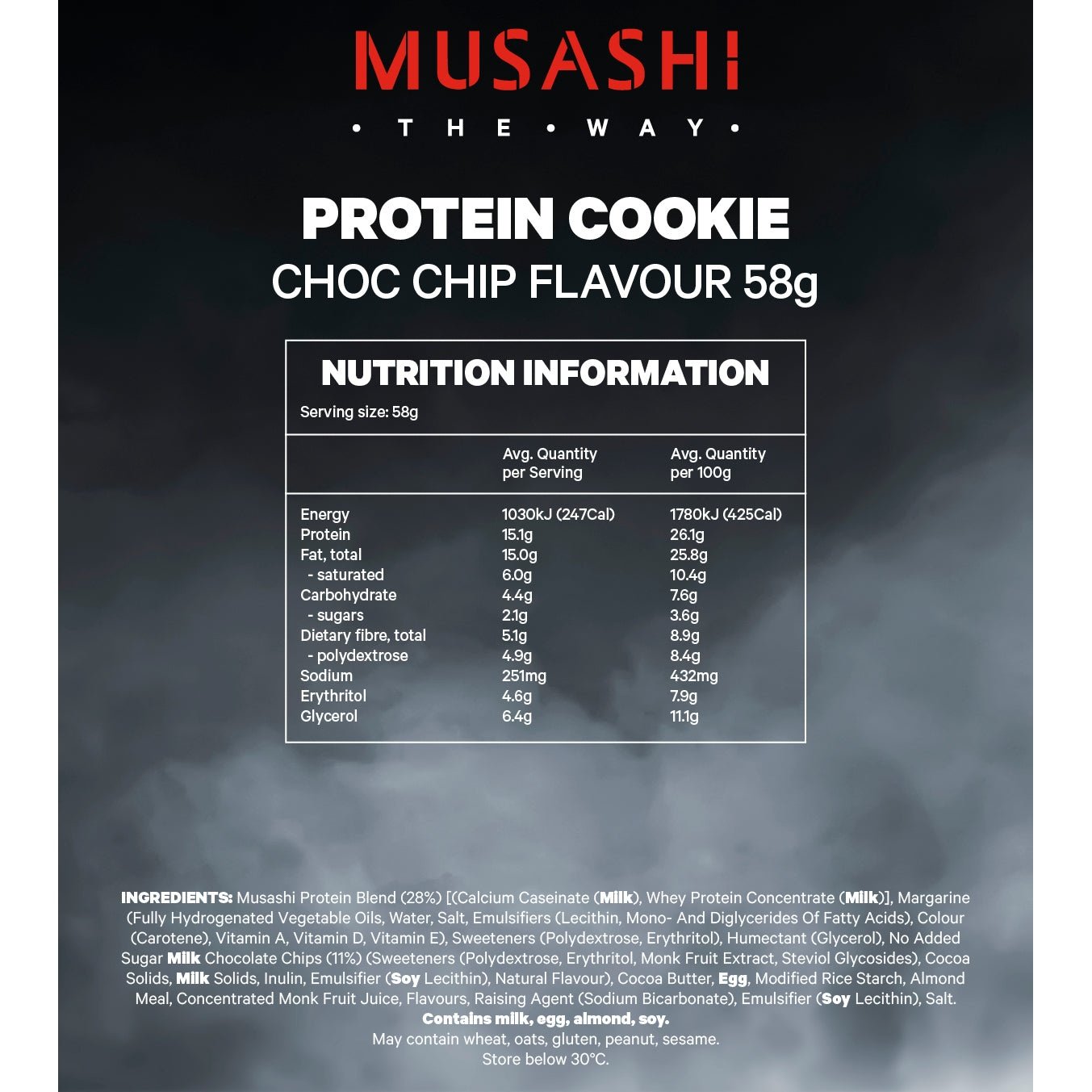 Musashi Protein Cookie Choc Chip 58g 12PK