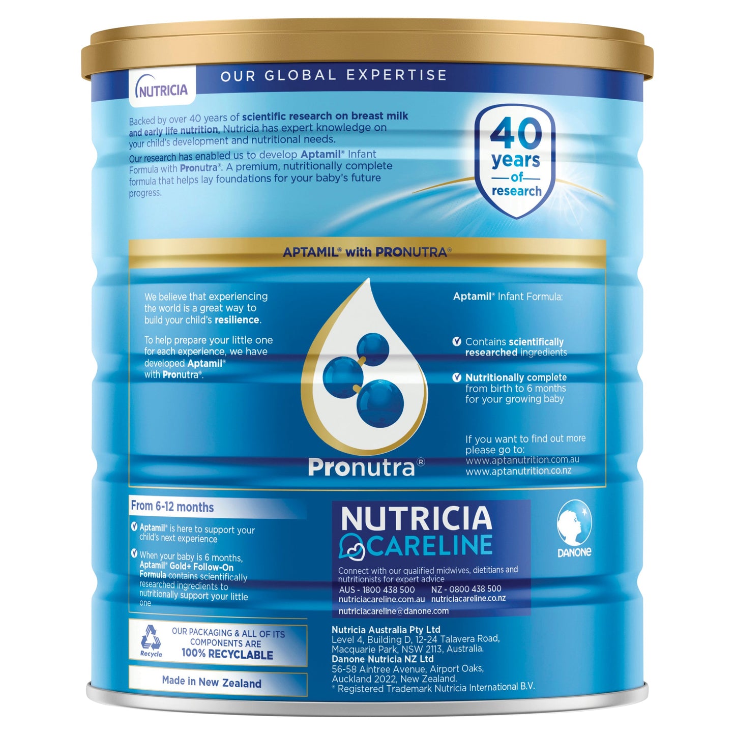 Aptamil Gold+ 1 Baby Infant Formula From Birth to 6 Months 900g