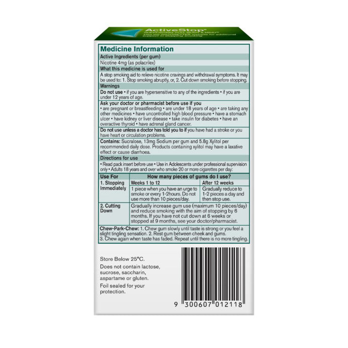Nicorette Gum Freshfruit 4mg 30pk