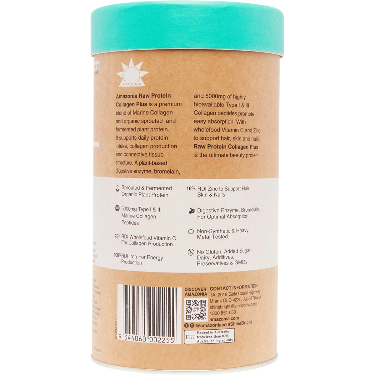 Amazonia Raw Protein Collagen Plus Choc Hazelnut 450g