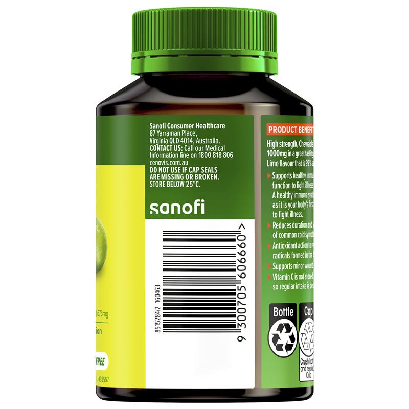 Cenovis Chewable Mega Vitamin C 1000mg Lemon Lime 60 Tablets