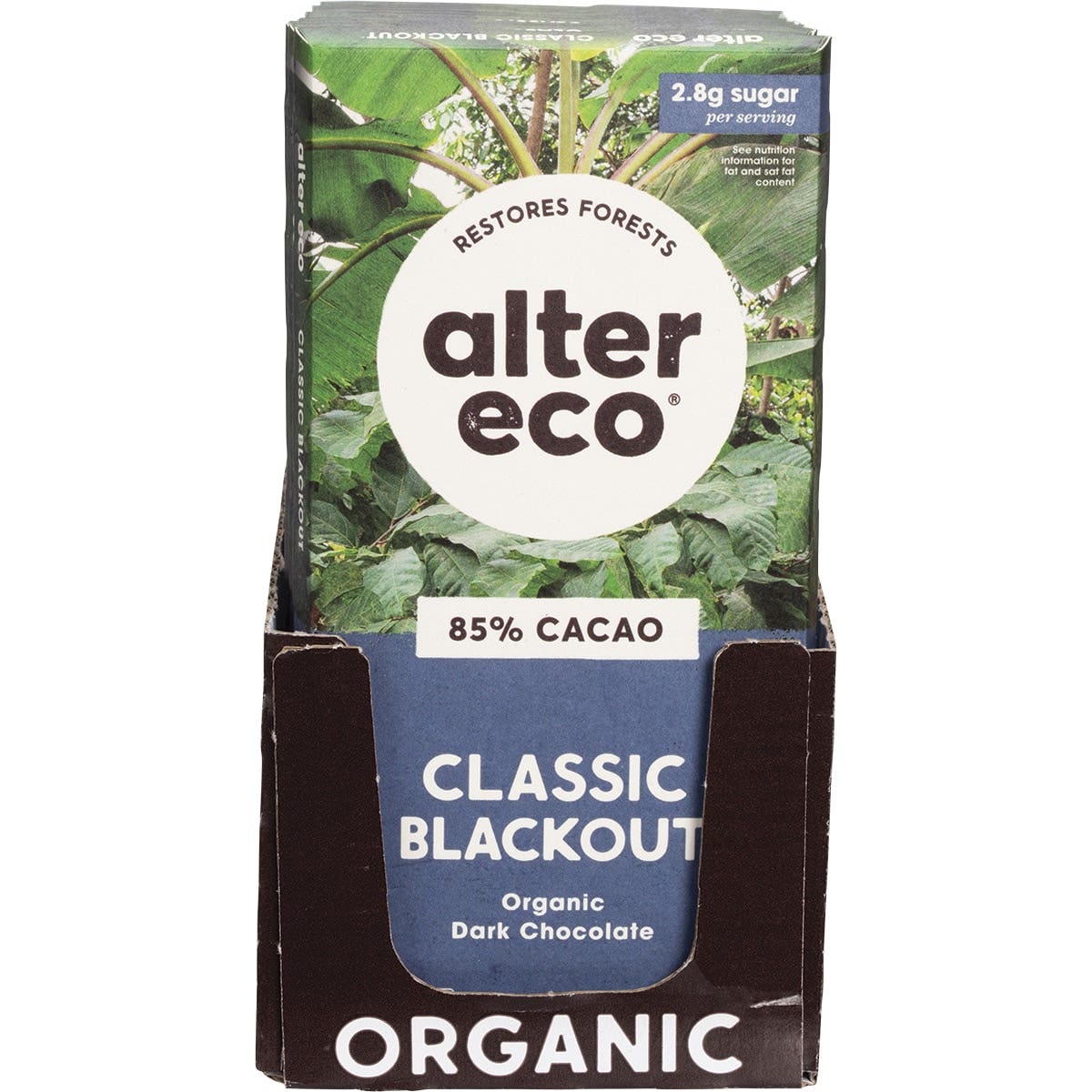 Alter Eco Chocolate (Organic) 85% Cacao Dark Blackout 80g 12 Pack