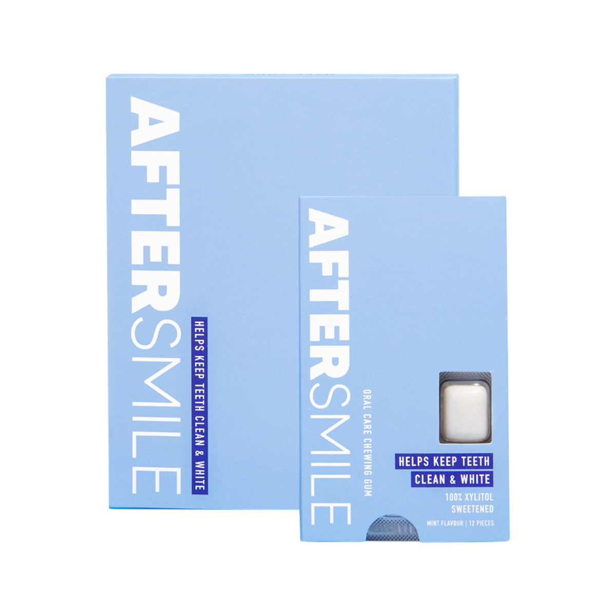 Aftersmile Xylitol Whitening Oral Care Chewing Gum (Clean & White Teeth) PepperMint 12 Piece