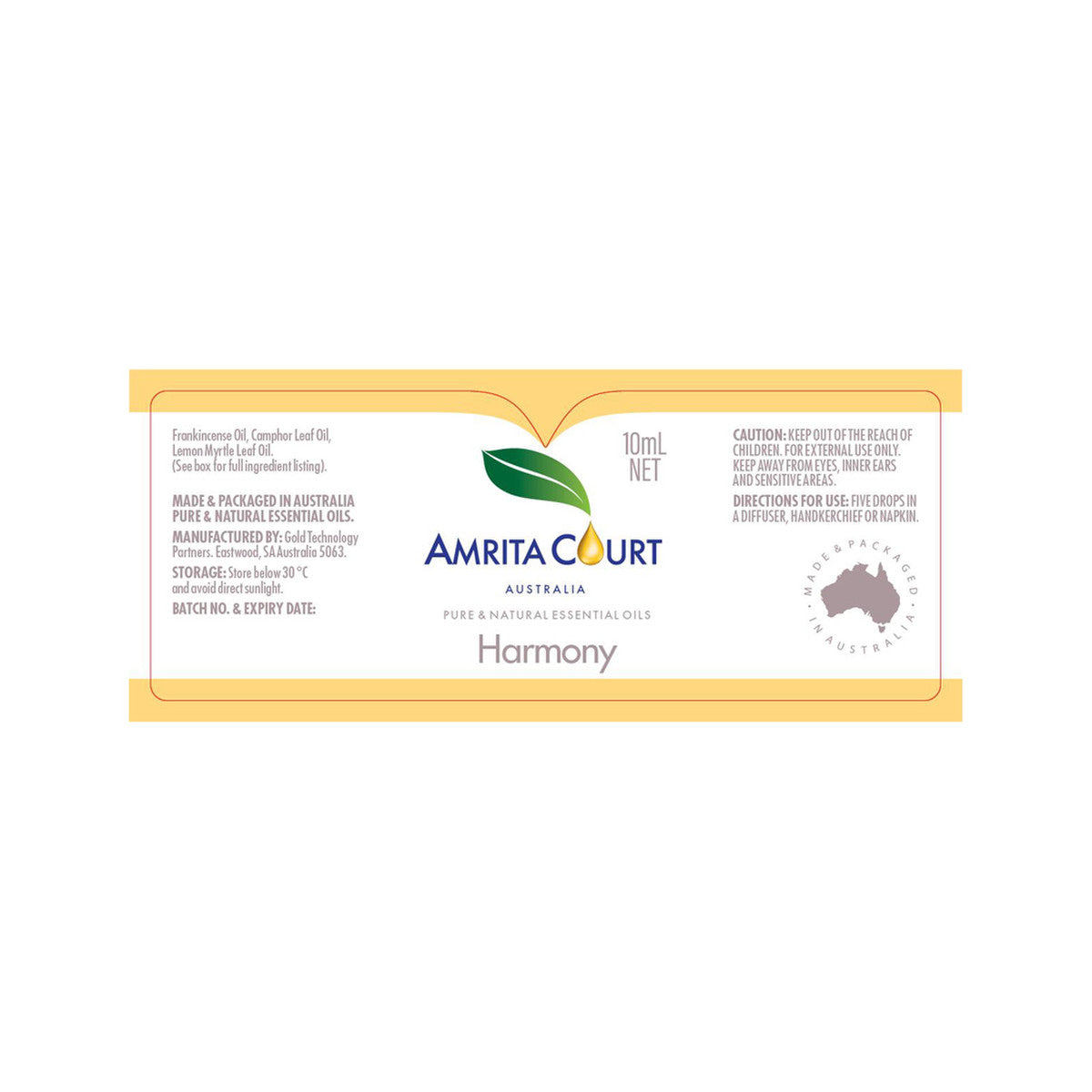 Amrita Court Pure & Natural Essential Oil Blend Harmony 10ml