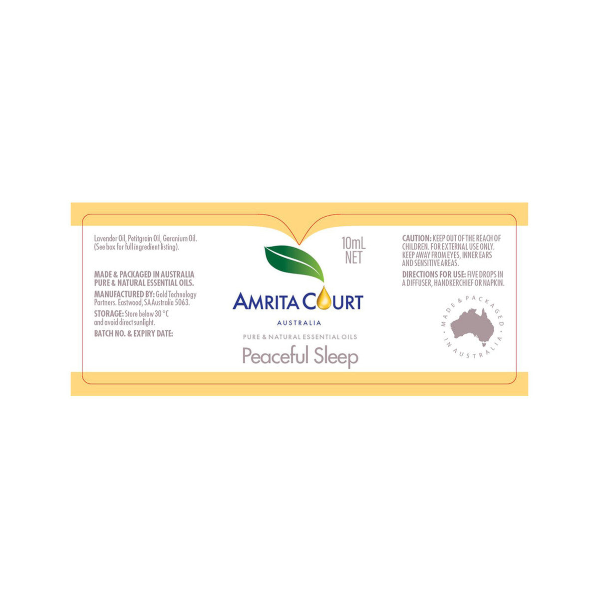 Amrita Court Pure & Natural Essential Oil Blend Peaceful Sleep 10ml