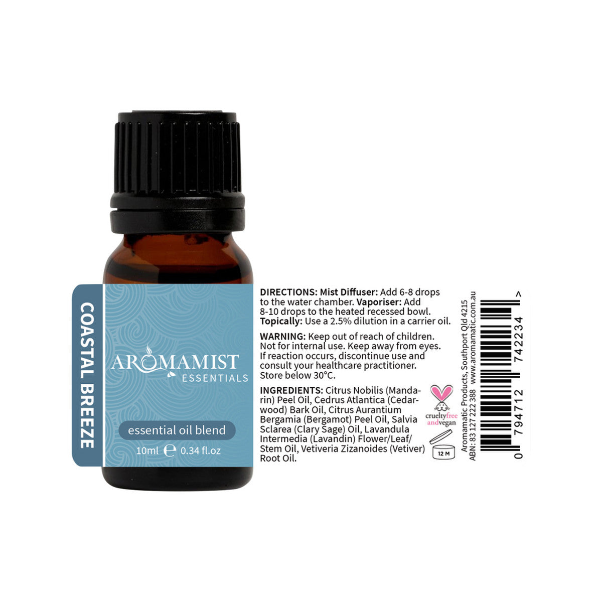 Aromamist Essentials Essential Oil Blend Coastal Breeze 10ml