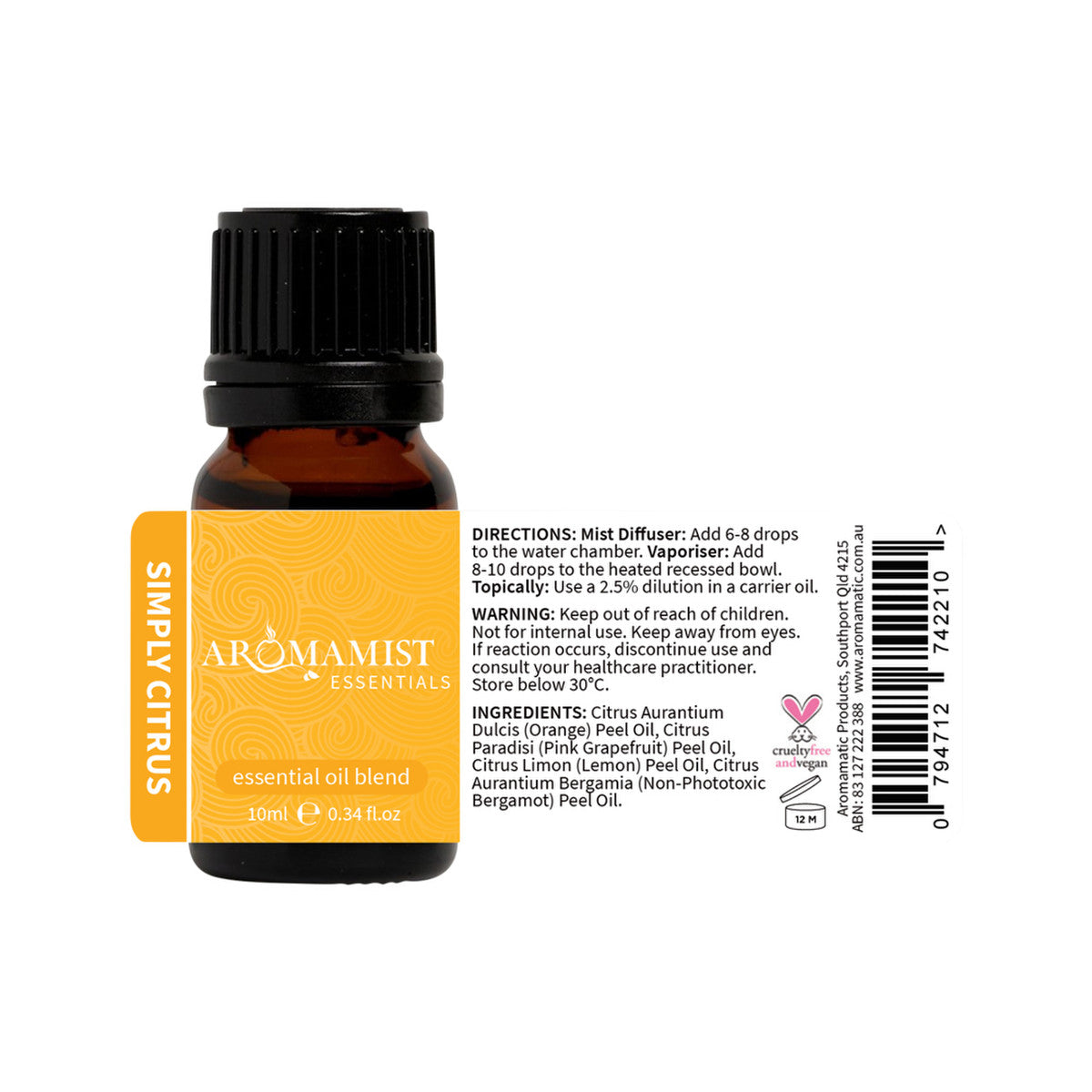 Aromamist Essentials Essential Oil Blend Simply Citrus 10ml