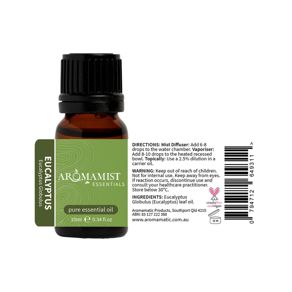 Aromamist Essentials Pure Essential Oil Eucalyptus 10ml