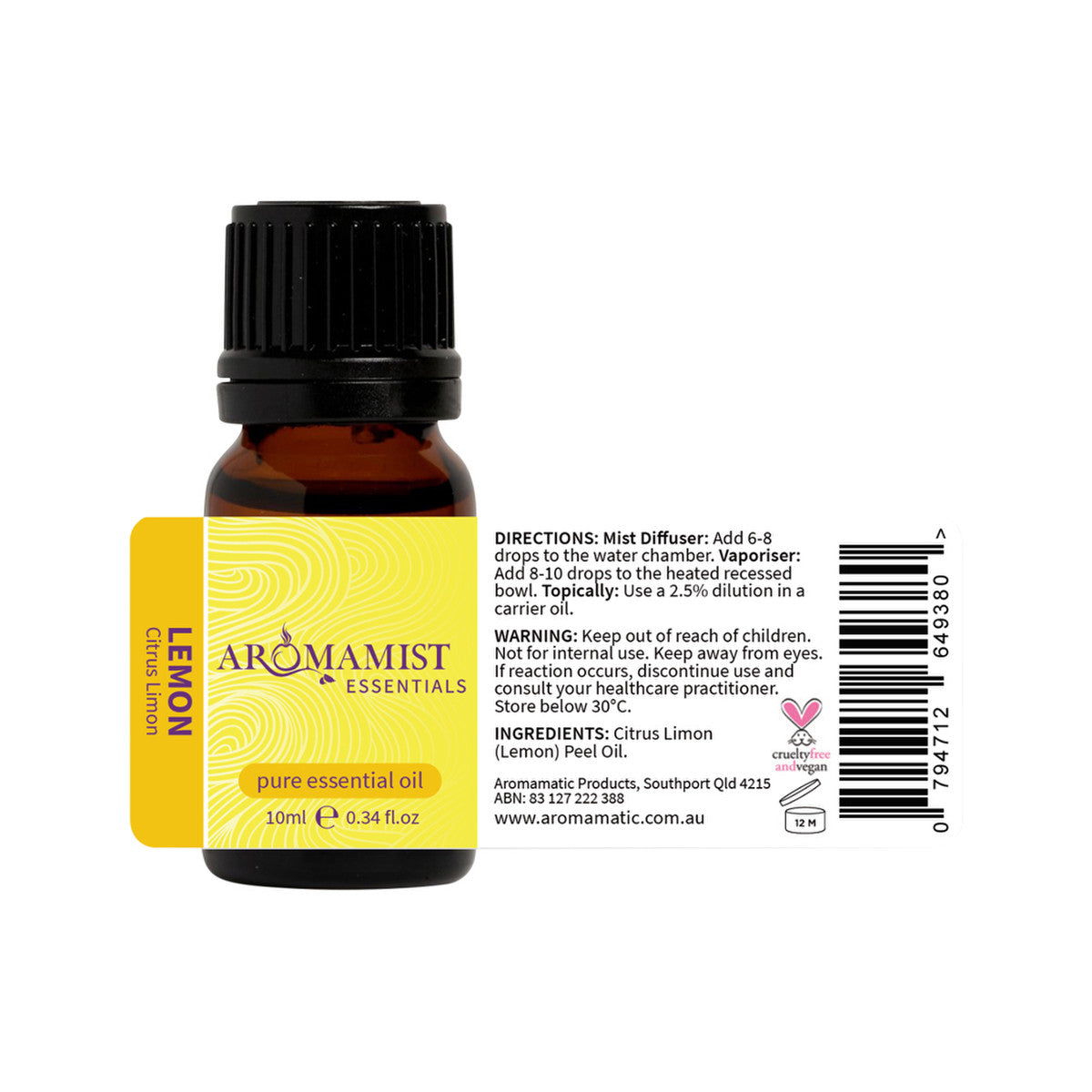 Aromamist Essentials Pure Essential Oil Lemon 10ml