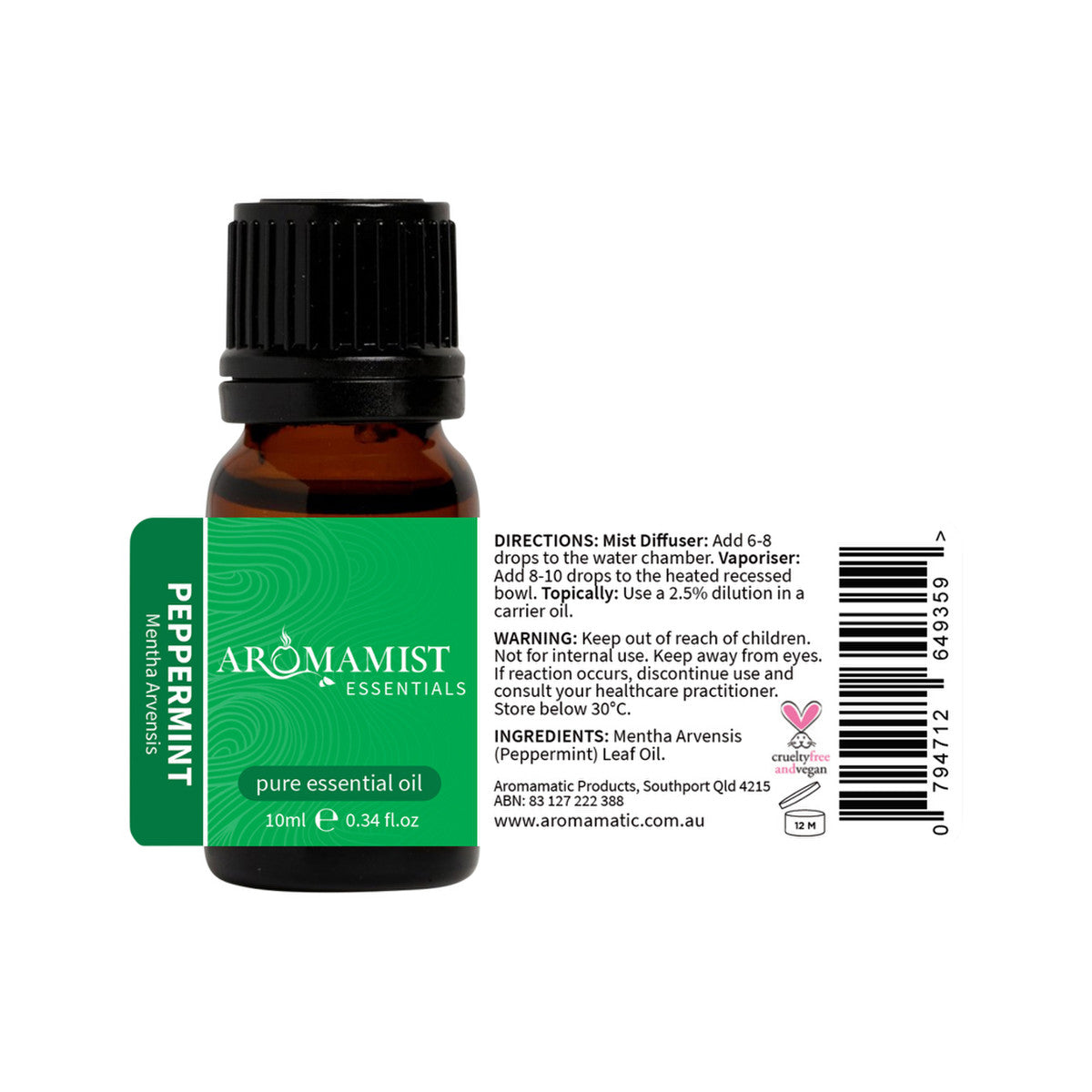 Aromamist Essentials Pure Essential Oil Peppermint 10ml