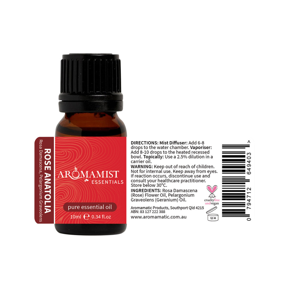 Aromamist Essentials Pure Essential Oil Rose Anatolia 10ml