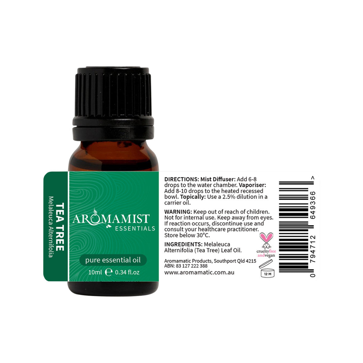 Aromamist Essentials Pure Essential Oil Tea Tree 10ml