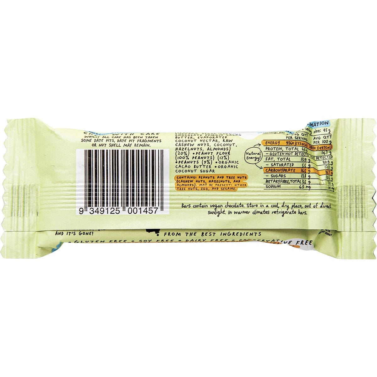 Blue Dinosaur Vegan Peanut Butter Bar and Caramel Choc 45g(Pack of 12)
